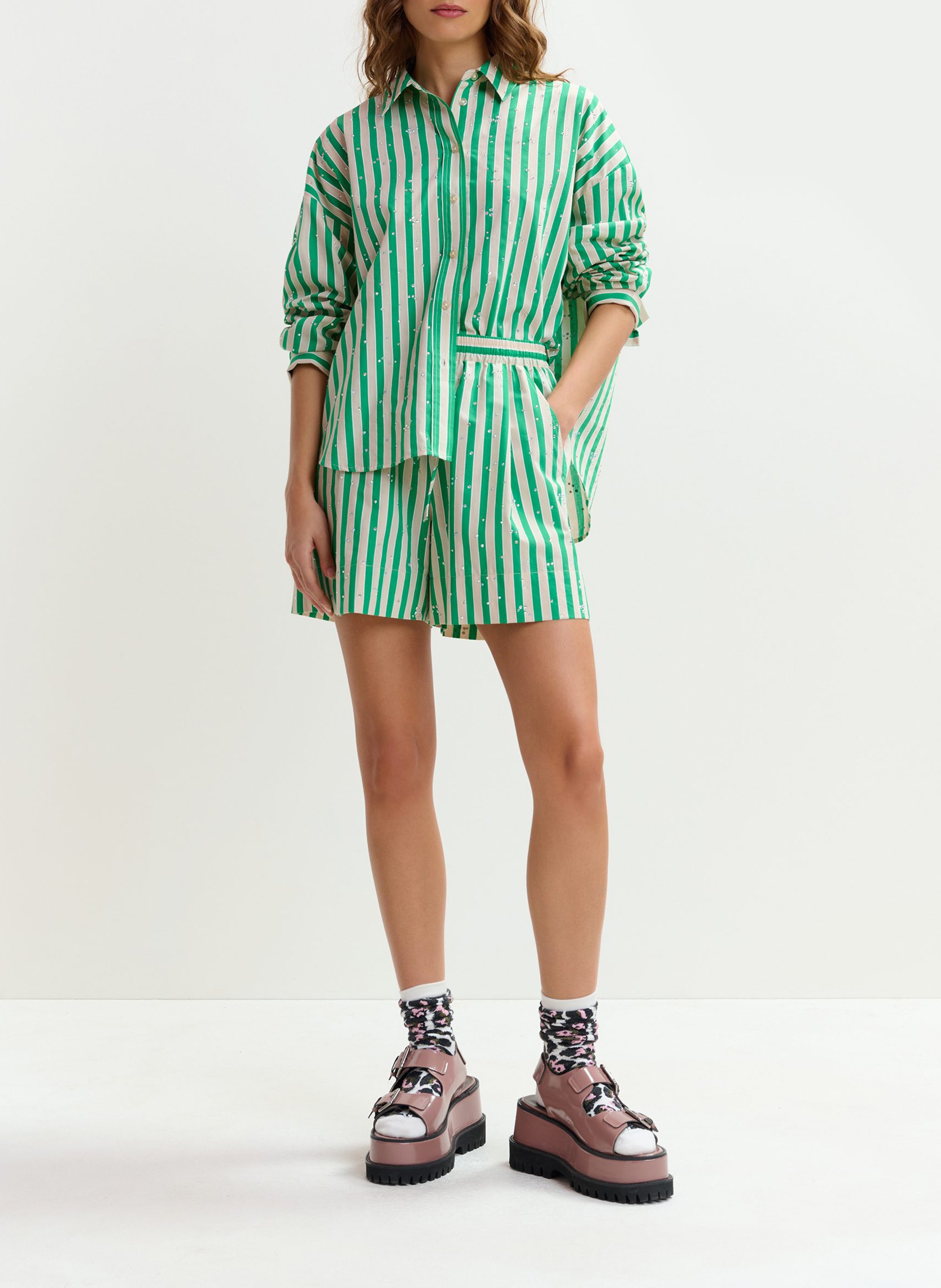 Chemise col classique en coton mélangé jelief ESSENTIEL ANTWERP Vert