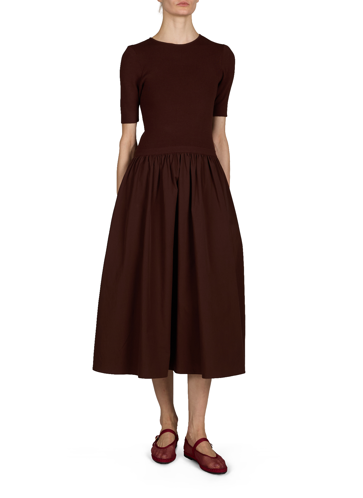 Robe longue bi-matière PETITE MENDIGOTE Marron