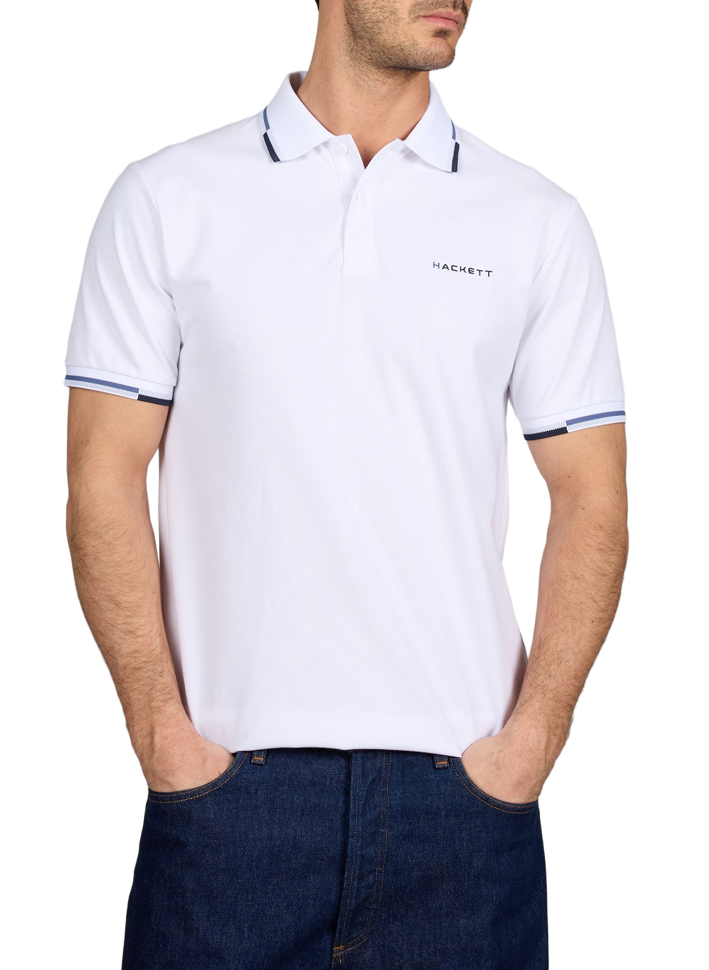 Solid short-sleeve straight fit polo HACKETT White