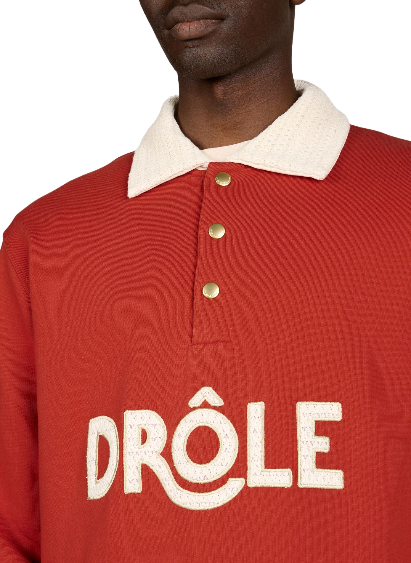 Polo col en maille à logo en coton  DROLE DE MONSIEUR Rouge