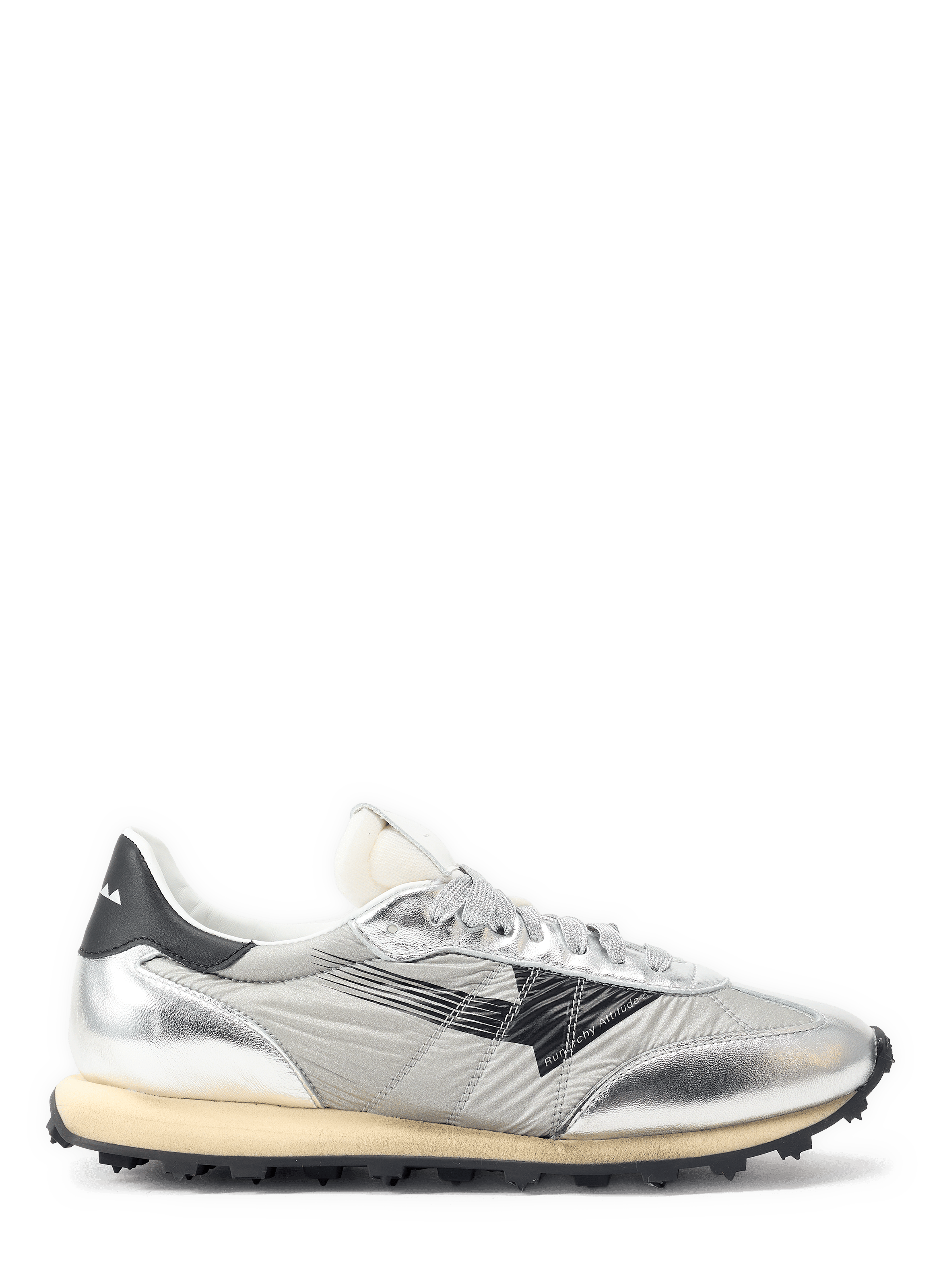 Shiny mixed leather sneakers RUN OF Grey