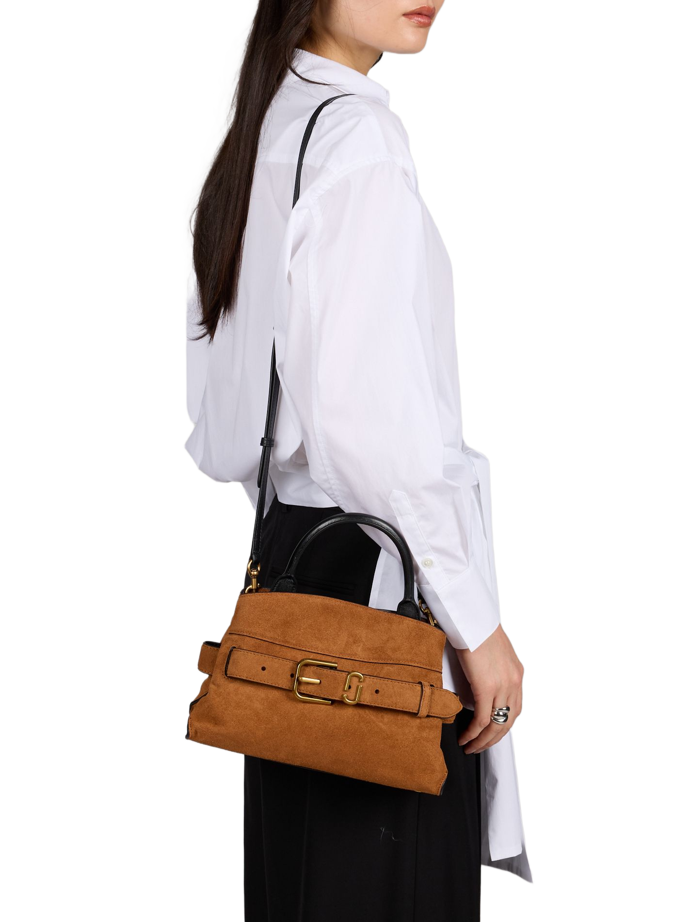 Dakota Satchel Suede Leather Handbag MARC JACOBS Brown