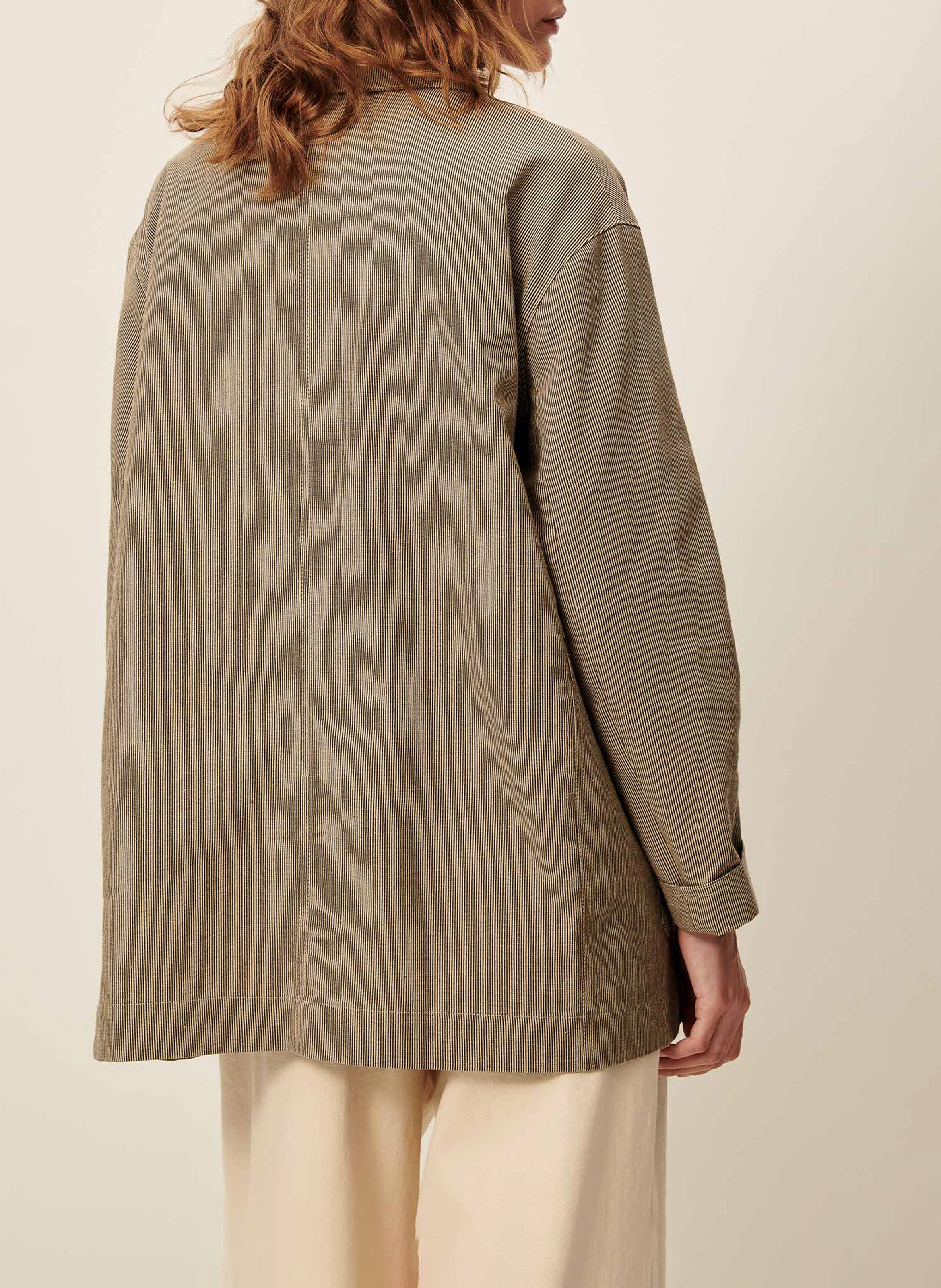 Veste de tailleur droite en coton mélangé trani SESSUN Beige