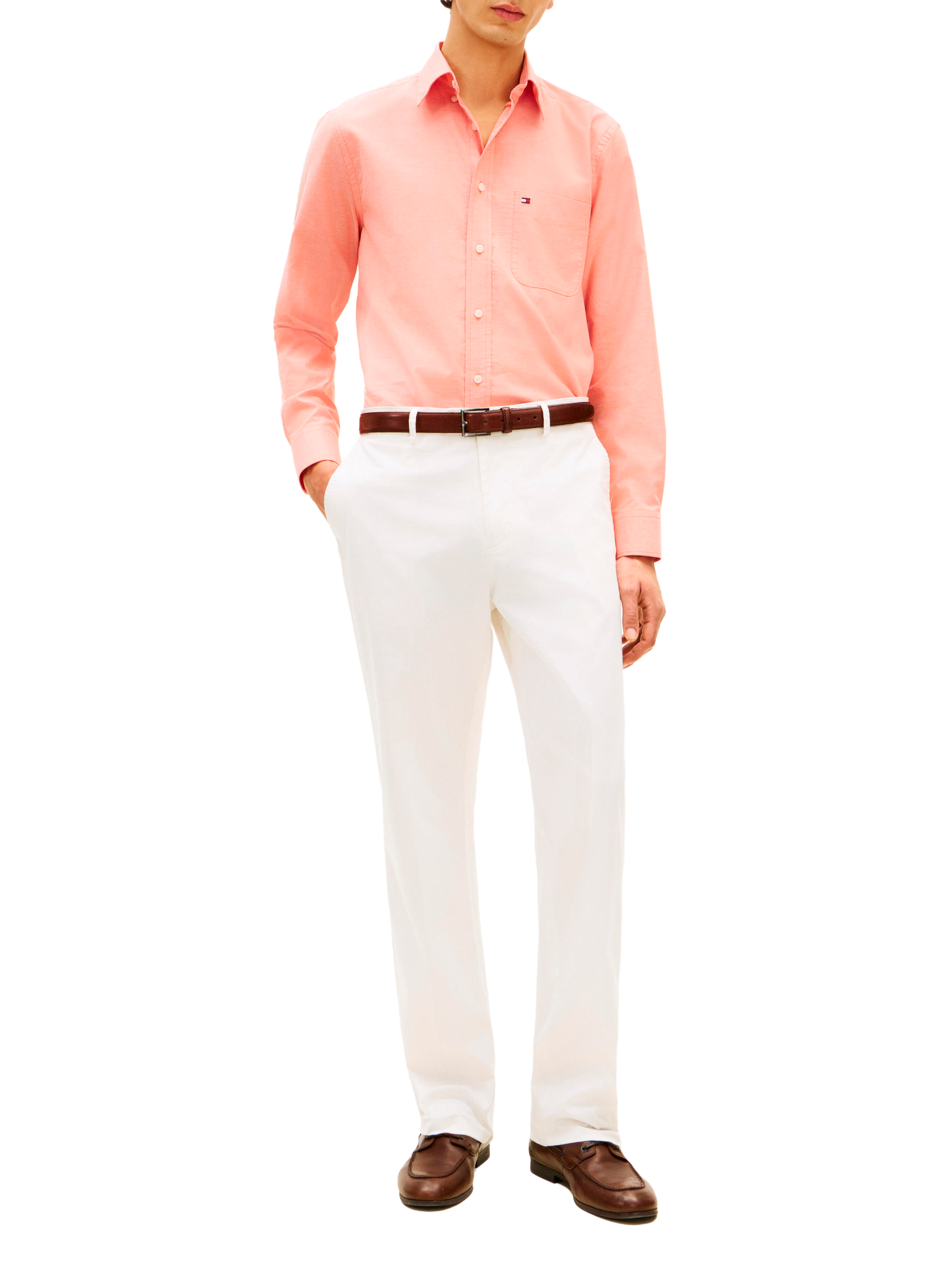 Lightweight slim-fit shirt in blended cotton TOMMY HILFIGER Orange