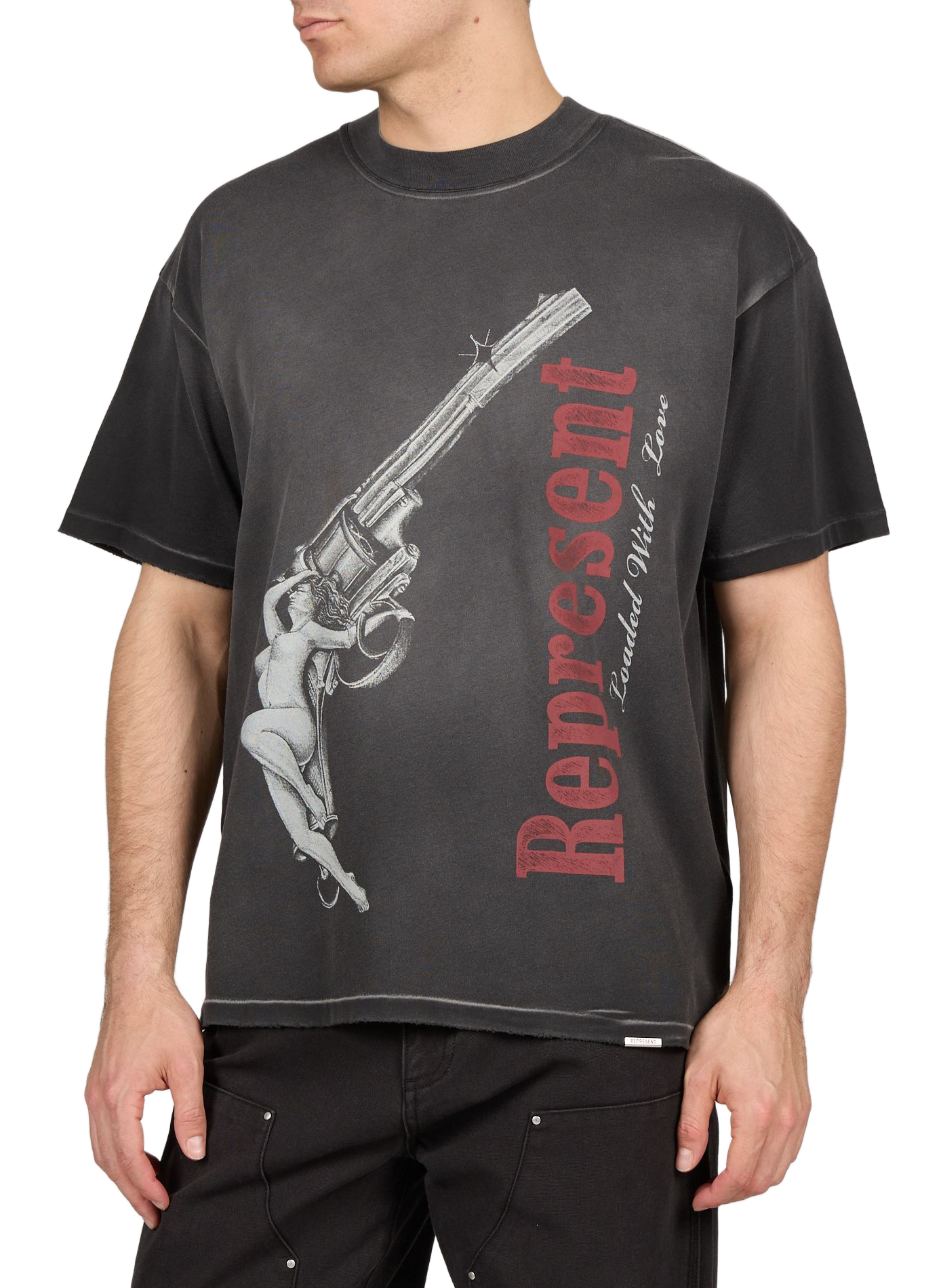 Biker-style cotton t-shirt REPRESENT Grey