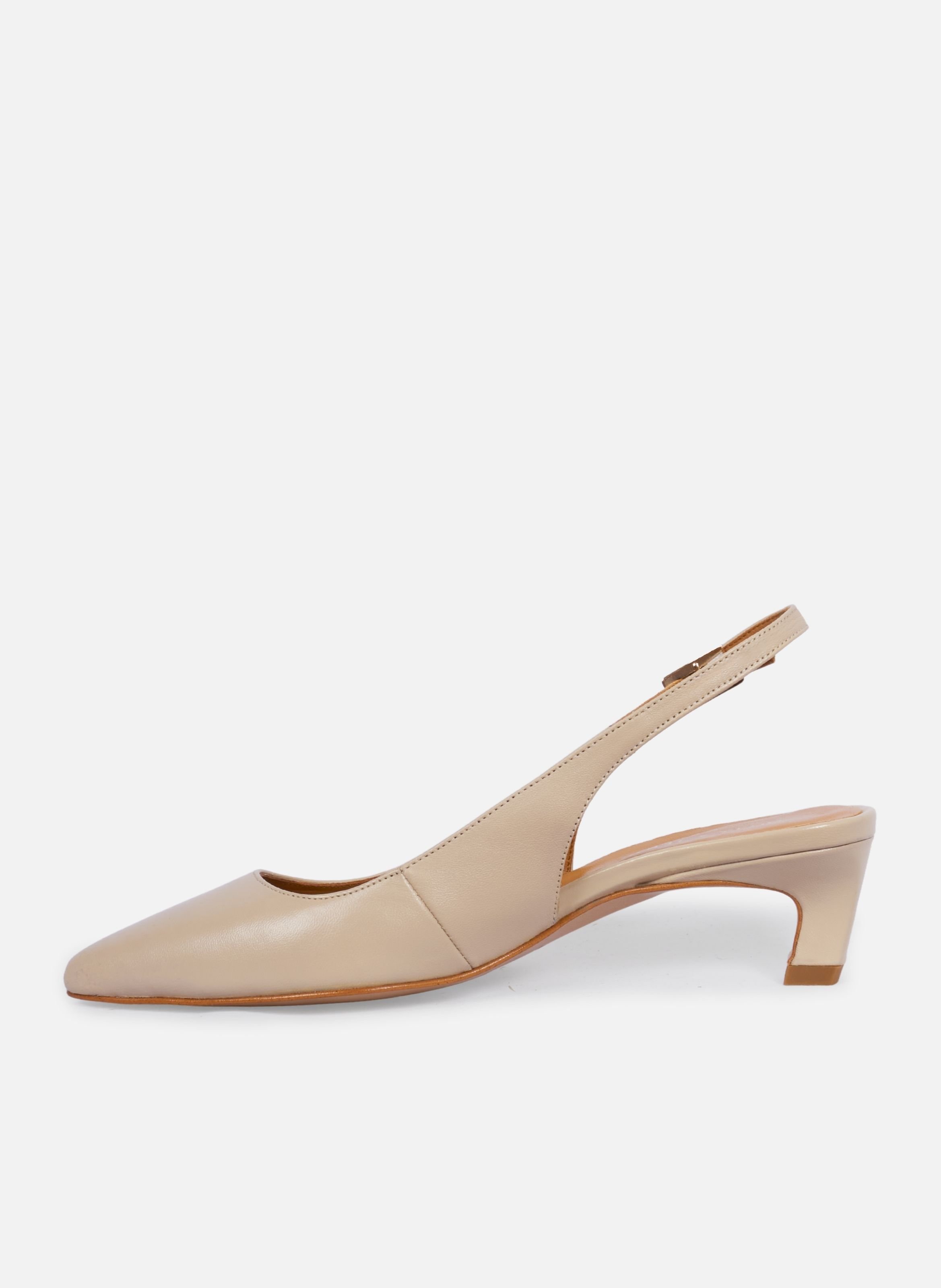 Escarpins slingback albane petit talon cuir lisse JULES & JENN Beige