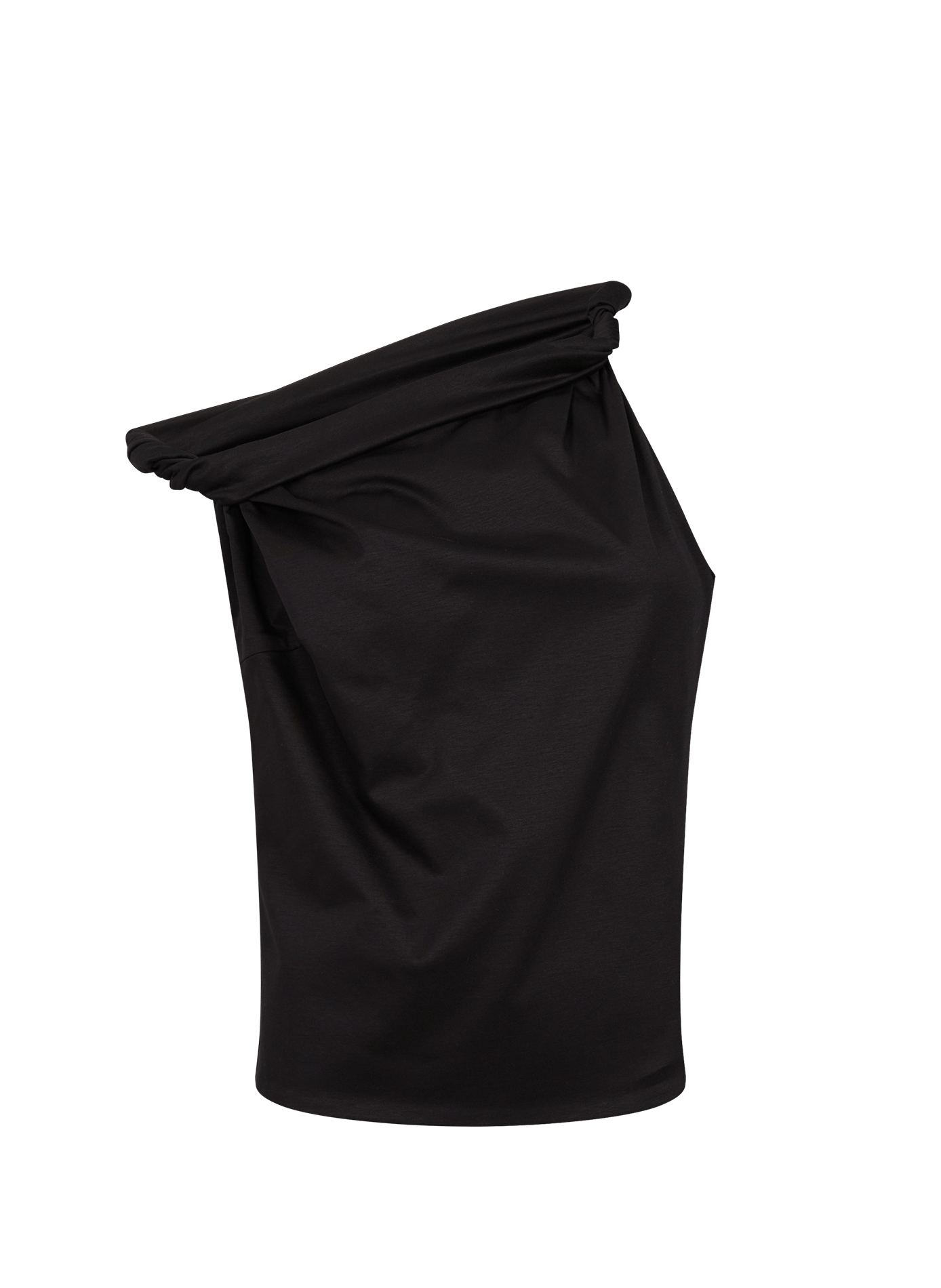 Top with asymmetric twisted sleeves in blended cotton ROHE FRAMES Black