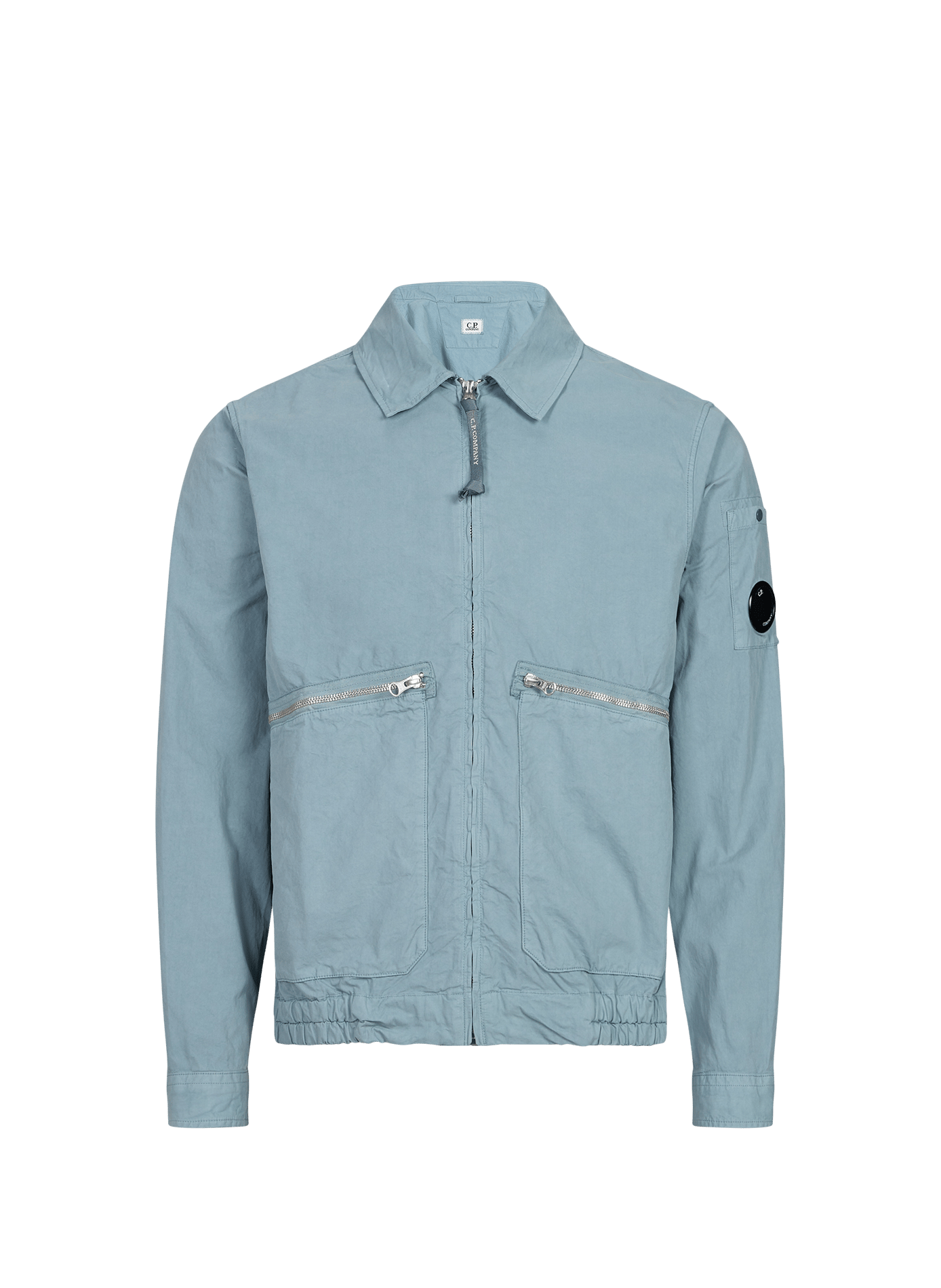 Effen jas met grote ritszakken van katoen. CP COMPANY Blauw