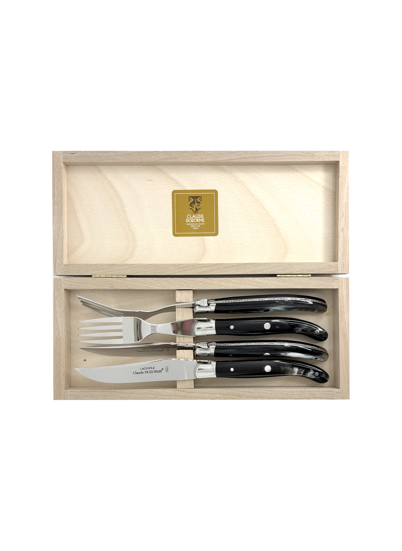 Set of 4 Laguiole knives and forks DOZORME Black
