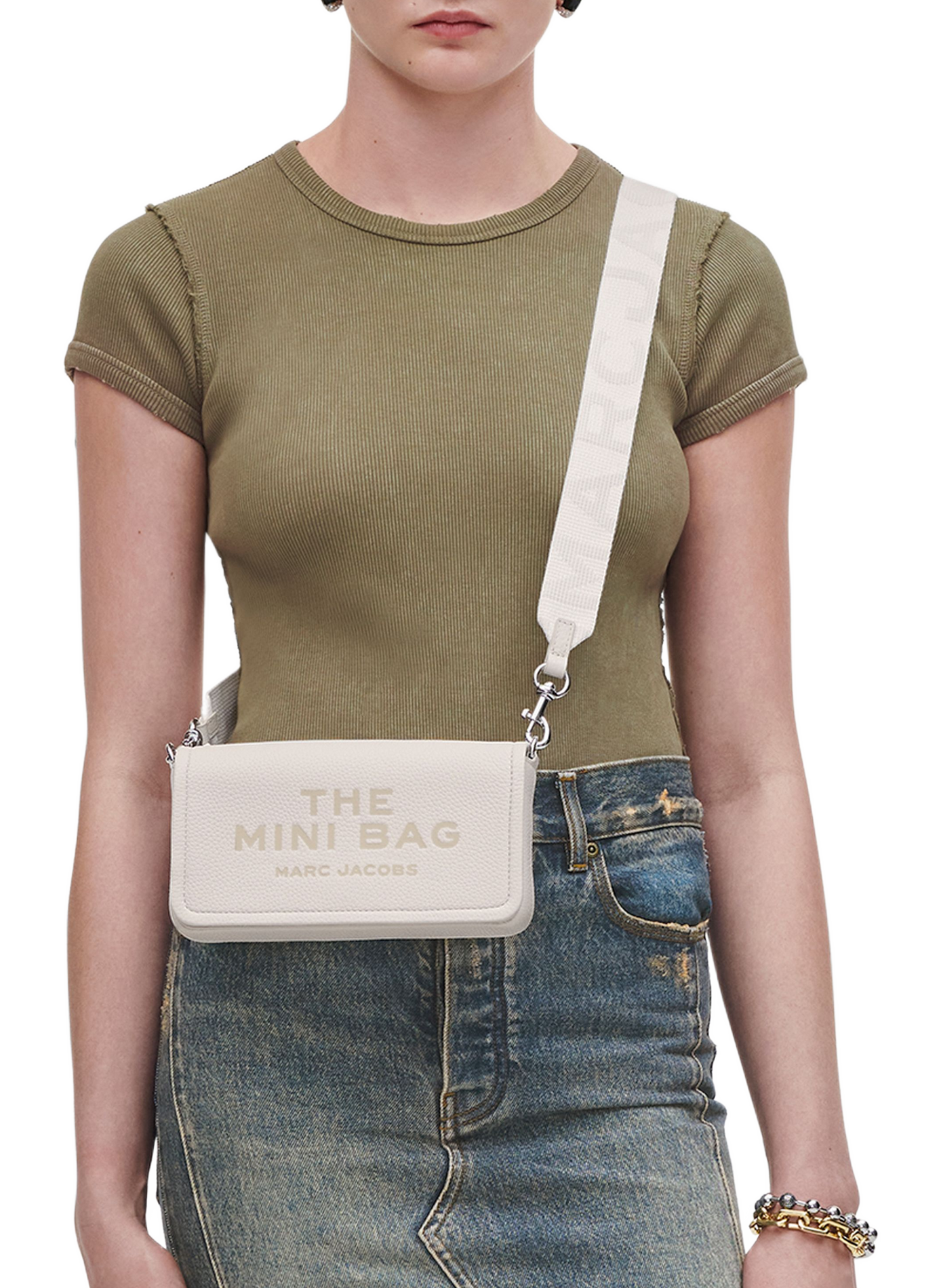 The Leather Mini Shoulder Bag in leather MARC JACOBS White