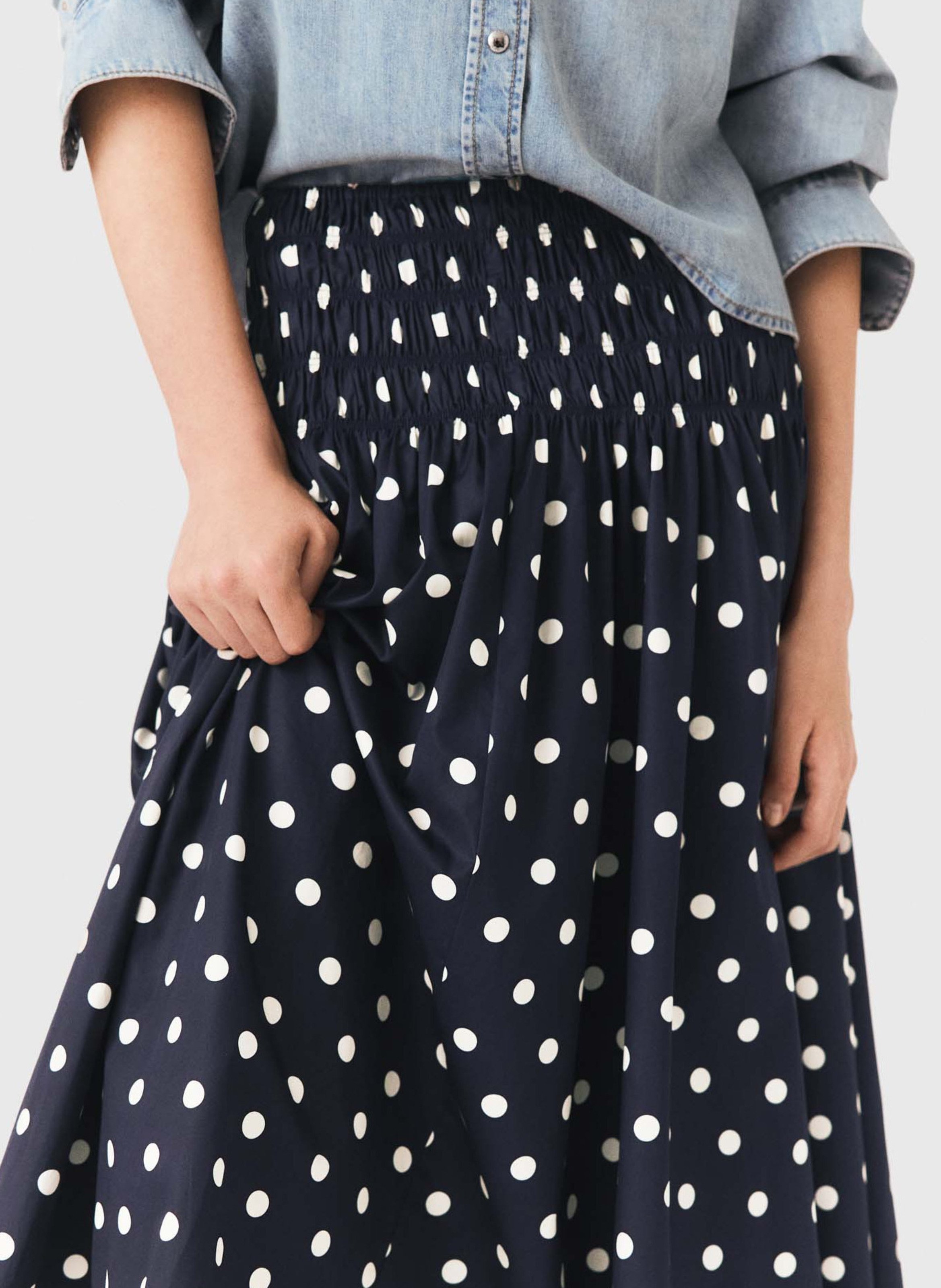 Jupe midi évasée en coton MAJE Bleu