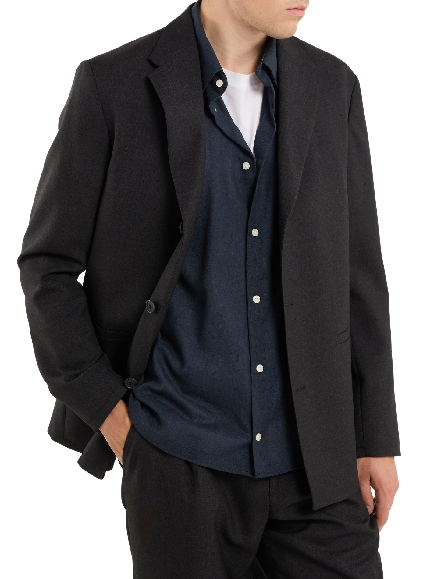 Solid wool straight suit jacket SAISON 1865 Grey