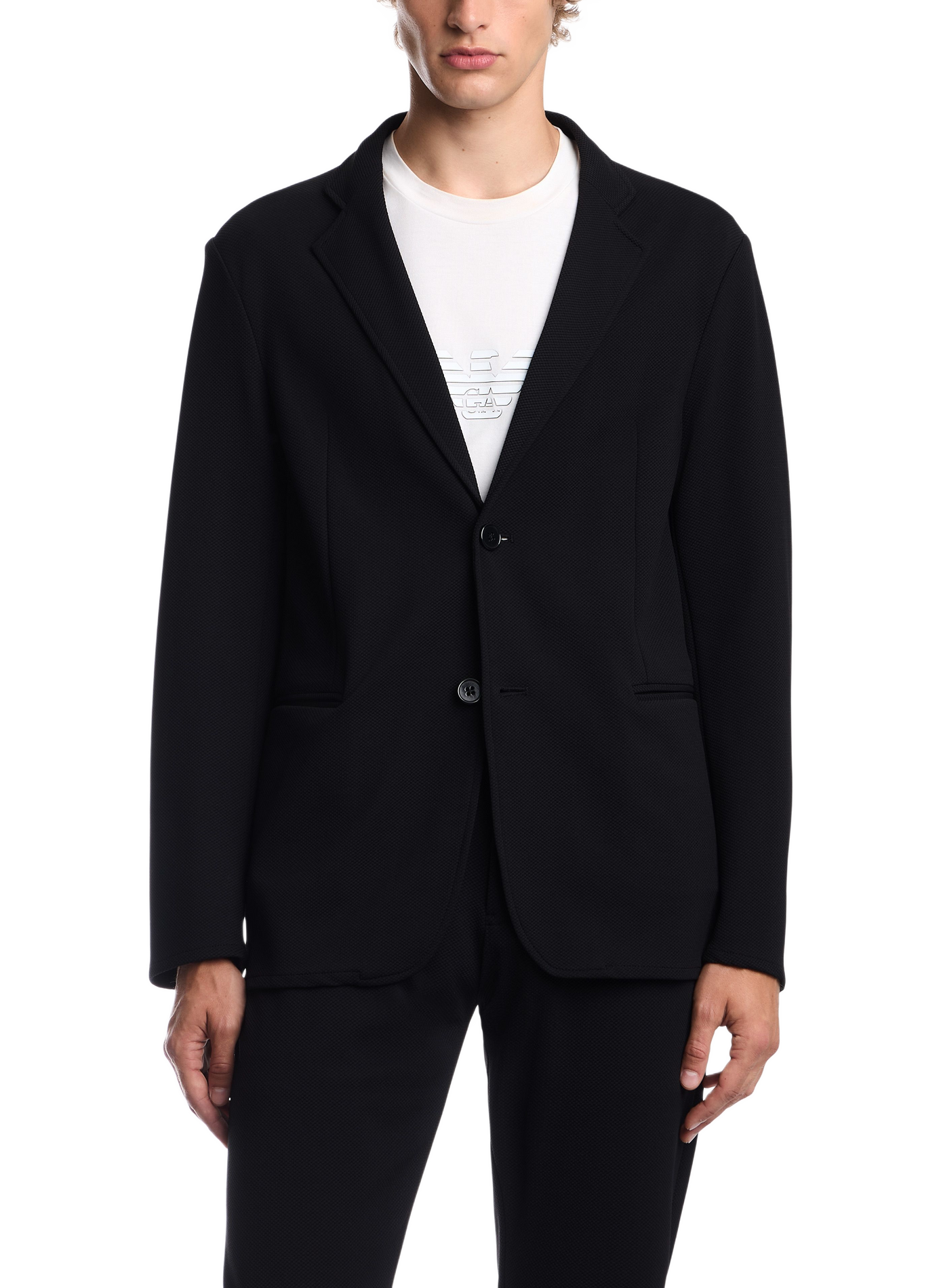 Blazer droit en jersey EMPORIO ARMANI Noir