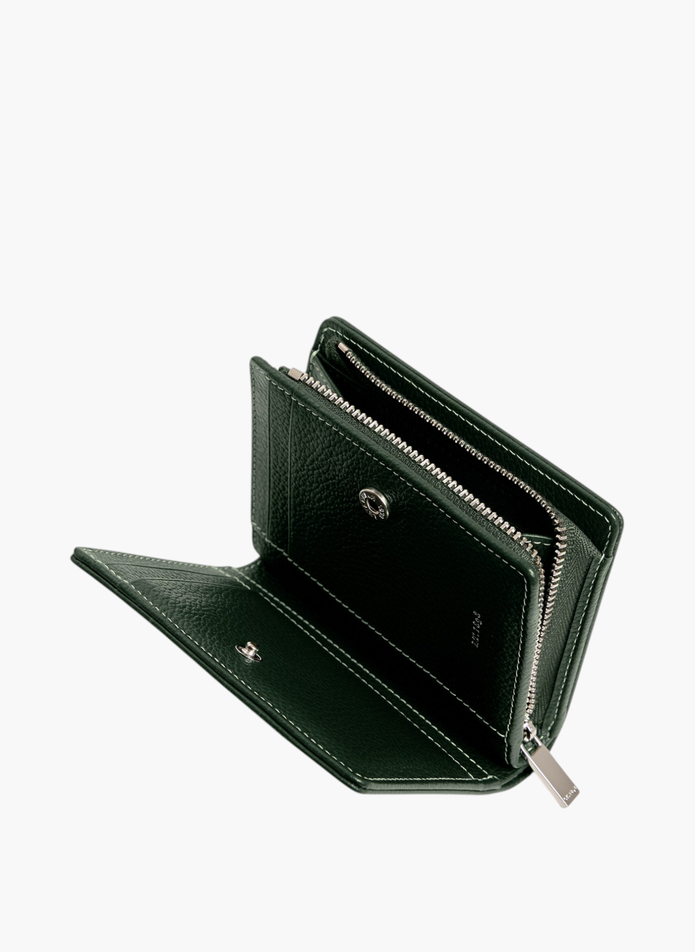 Petit portefeuille marguerite en cuir grainé LE TANNEUR Vert