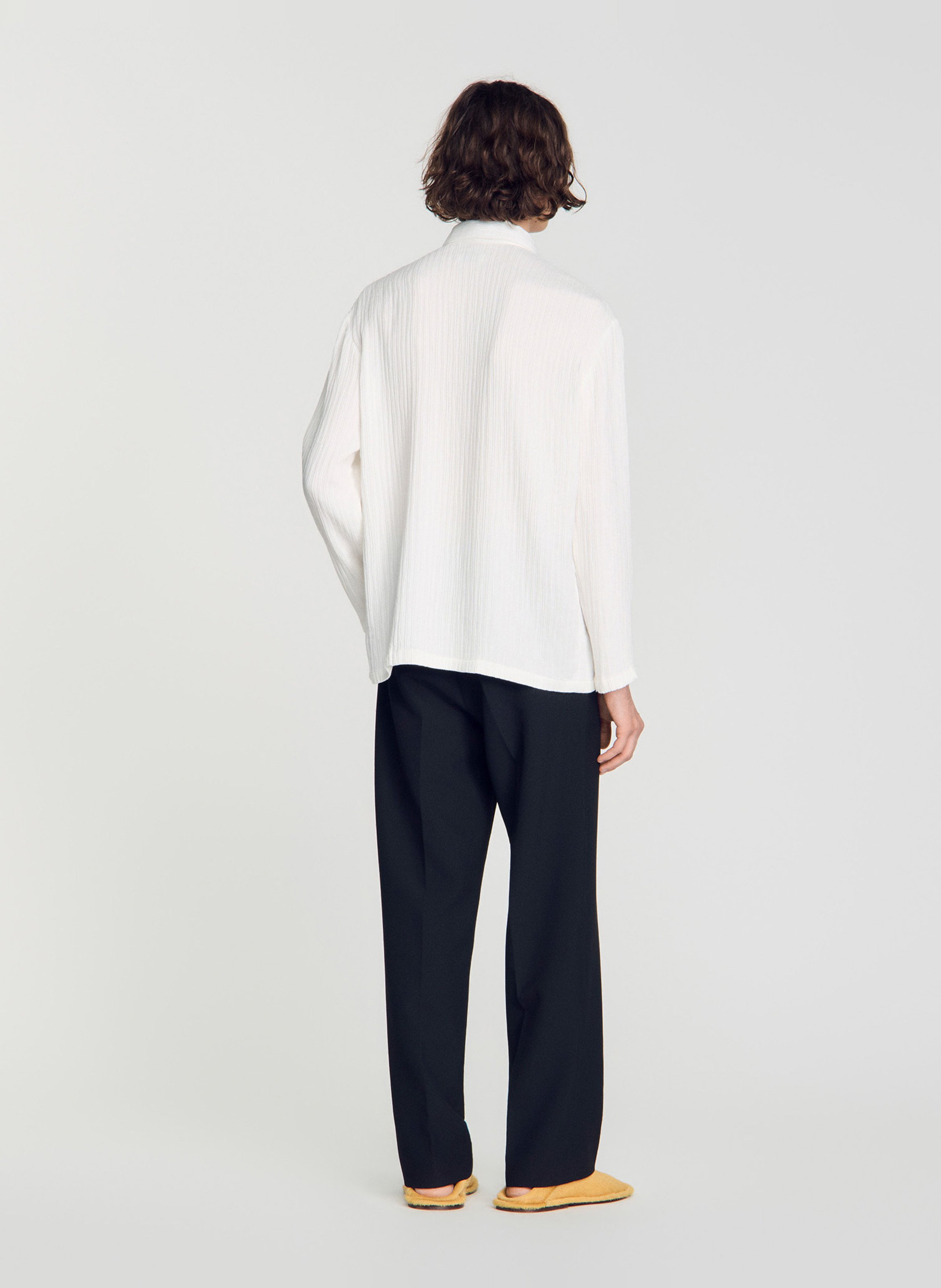 Chemise droite froncée unie SANDRO Blanc