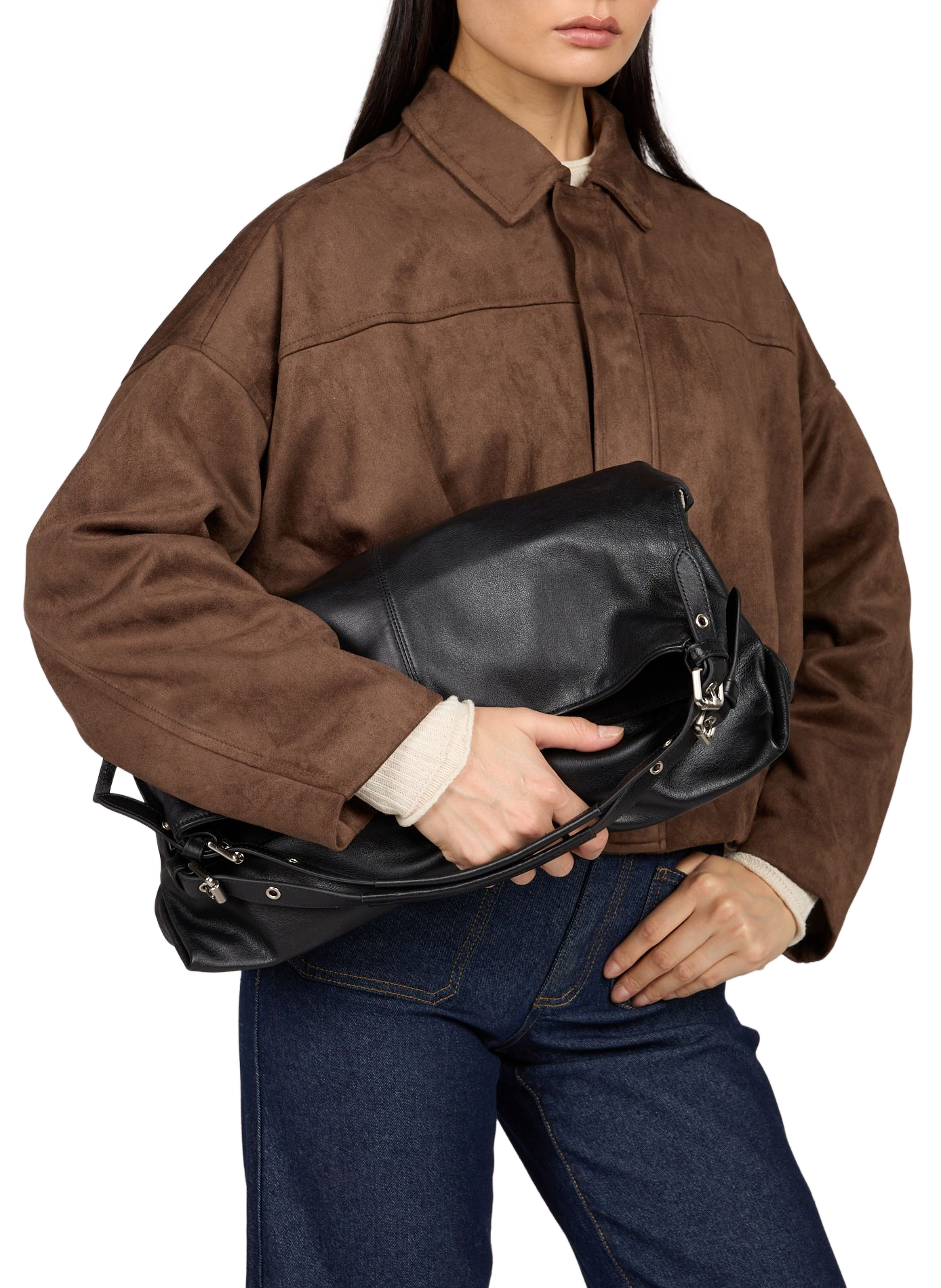 Sac porté épaule en cuir NAT & NIN Noir