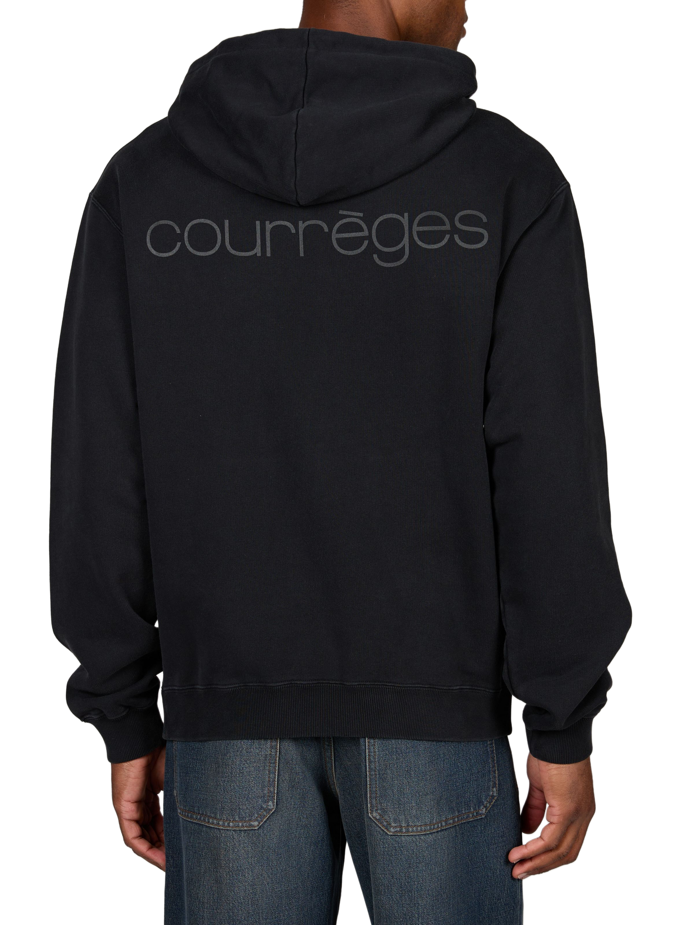 Gewassen katoenen hoodie met verweerd effect COURRÈGES Grijs