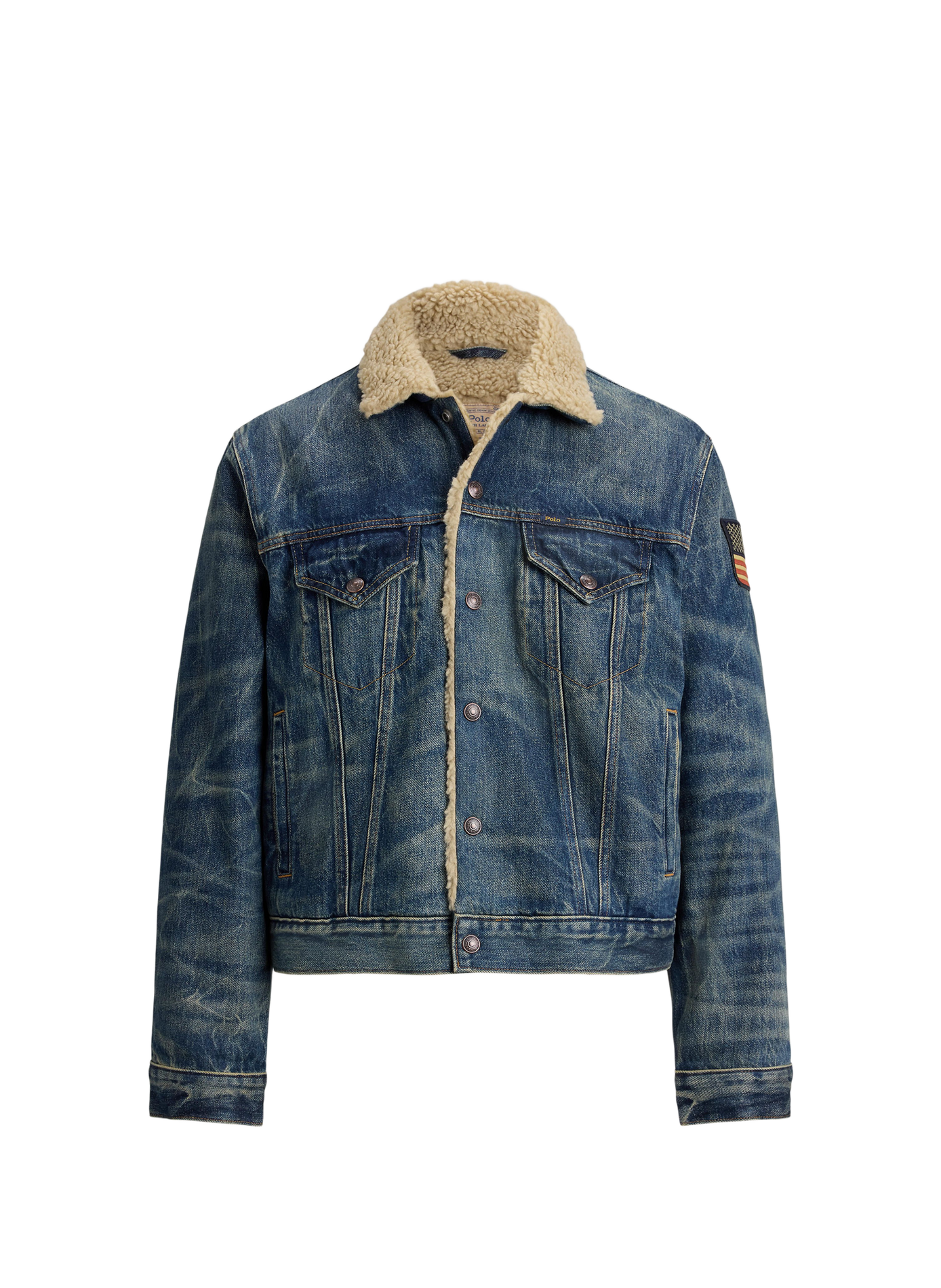 Veste denim droite col classique en coton POLO RALPH LAUREN Bleu