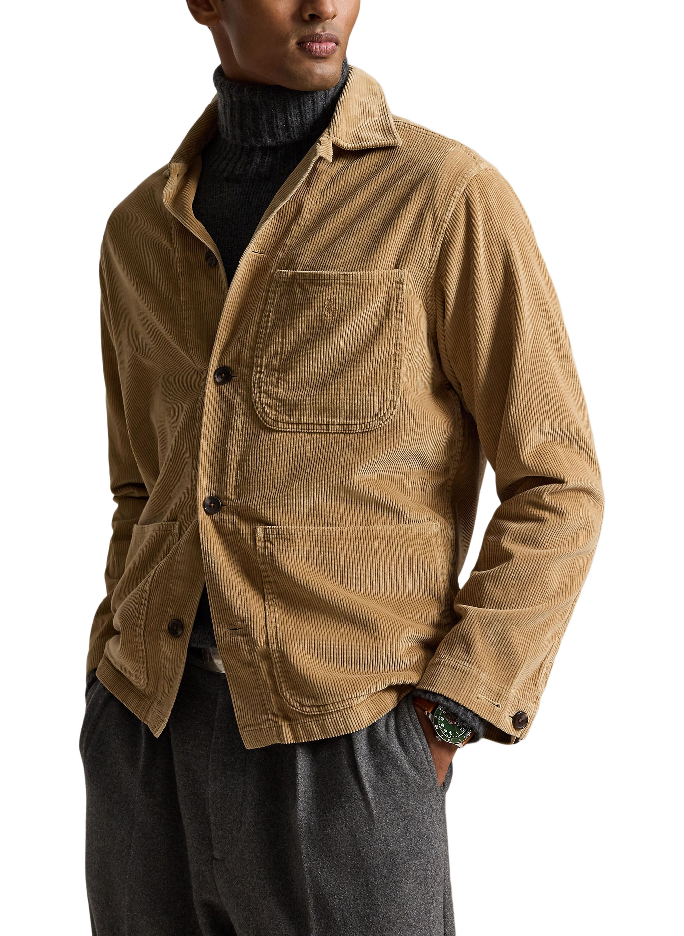 Surchemise droite col classique côtelée en coton POLO RALPH LAUREN Beige