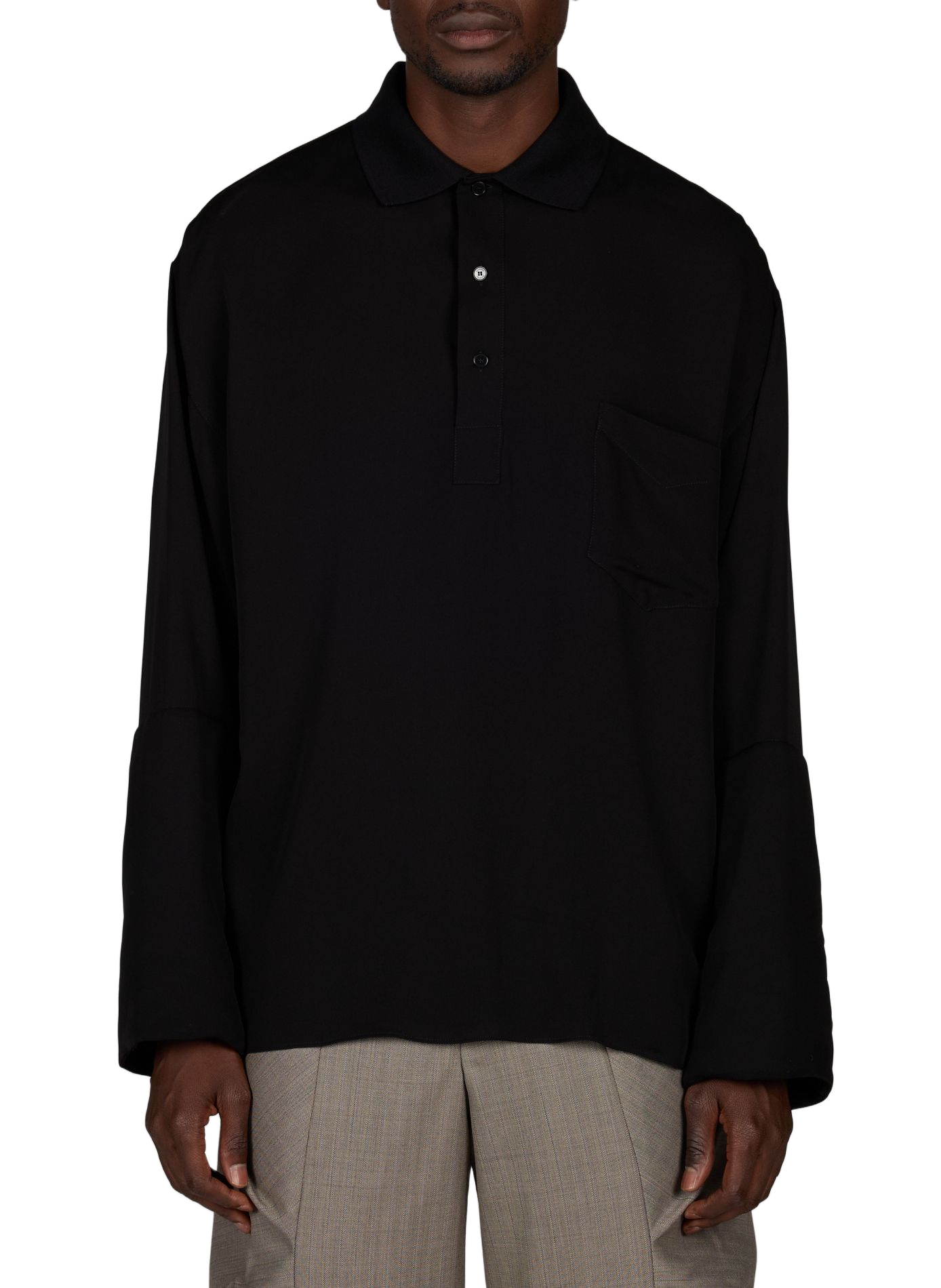 Silk fluid polo ALAINPAUL Black