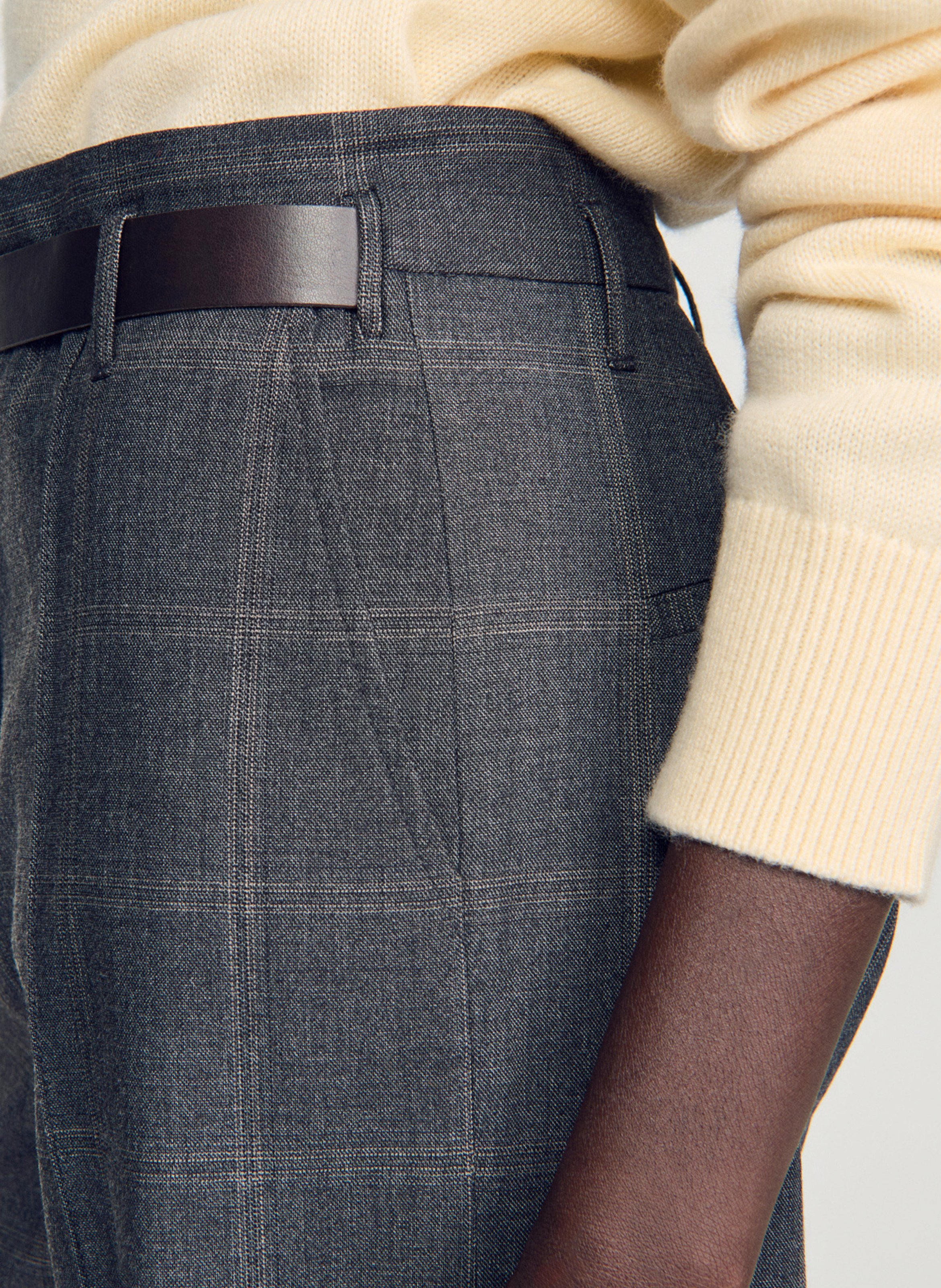 Pantalon droit à carreaux SANDRO Gris