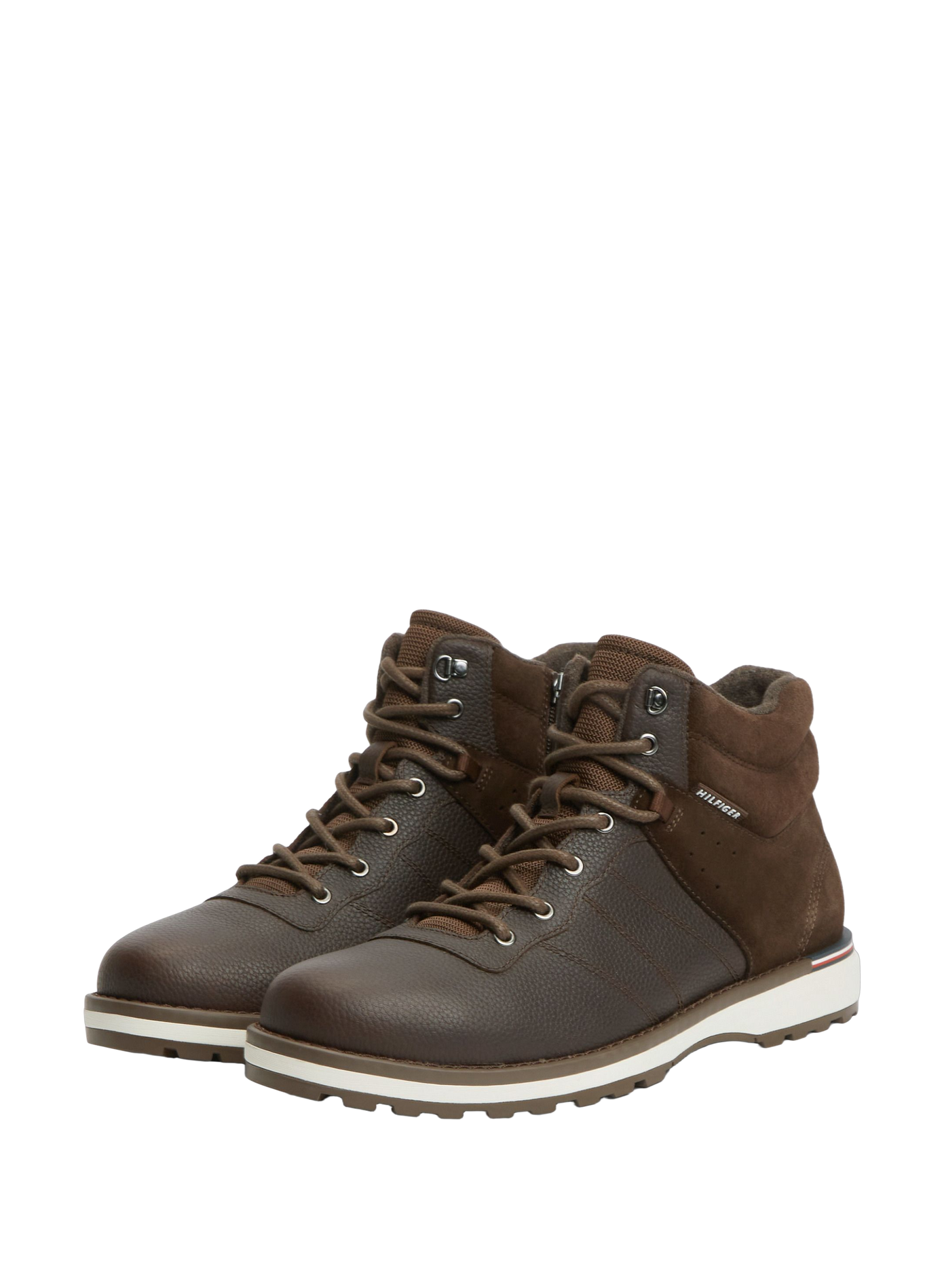Chunky multi-textured leather boots TOMMY HILFIGER Brown
