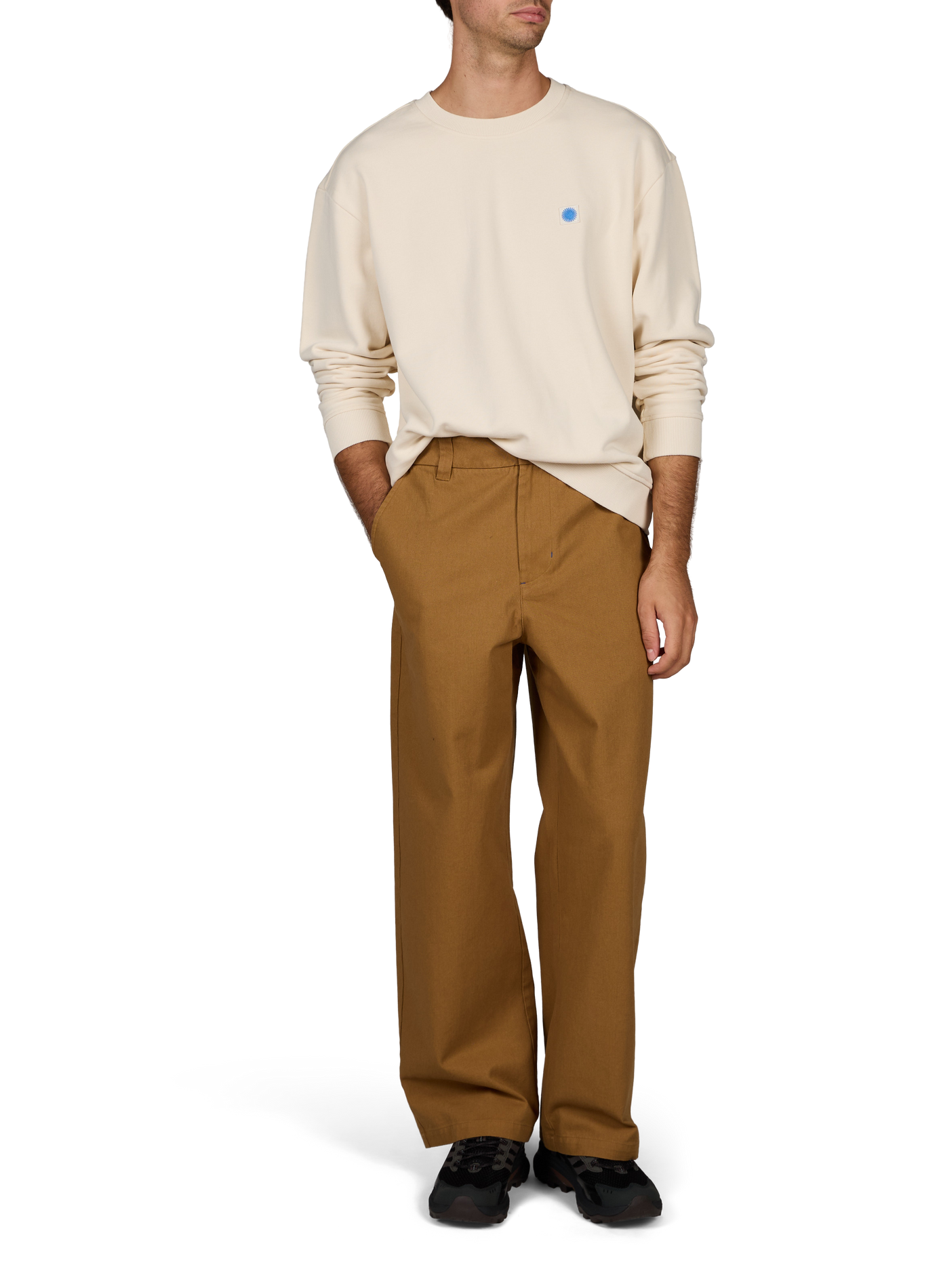 Wijde hoge taille broek in effen kleur THINKING MU Bruin