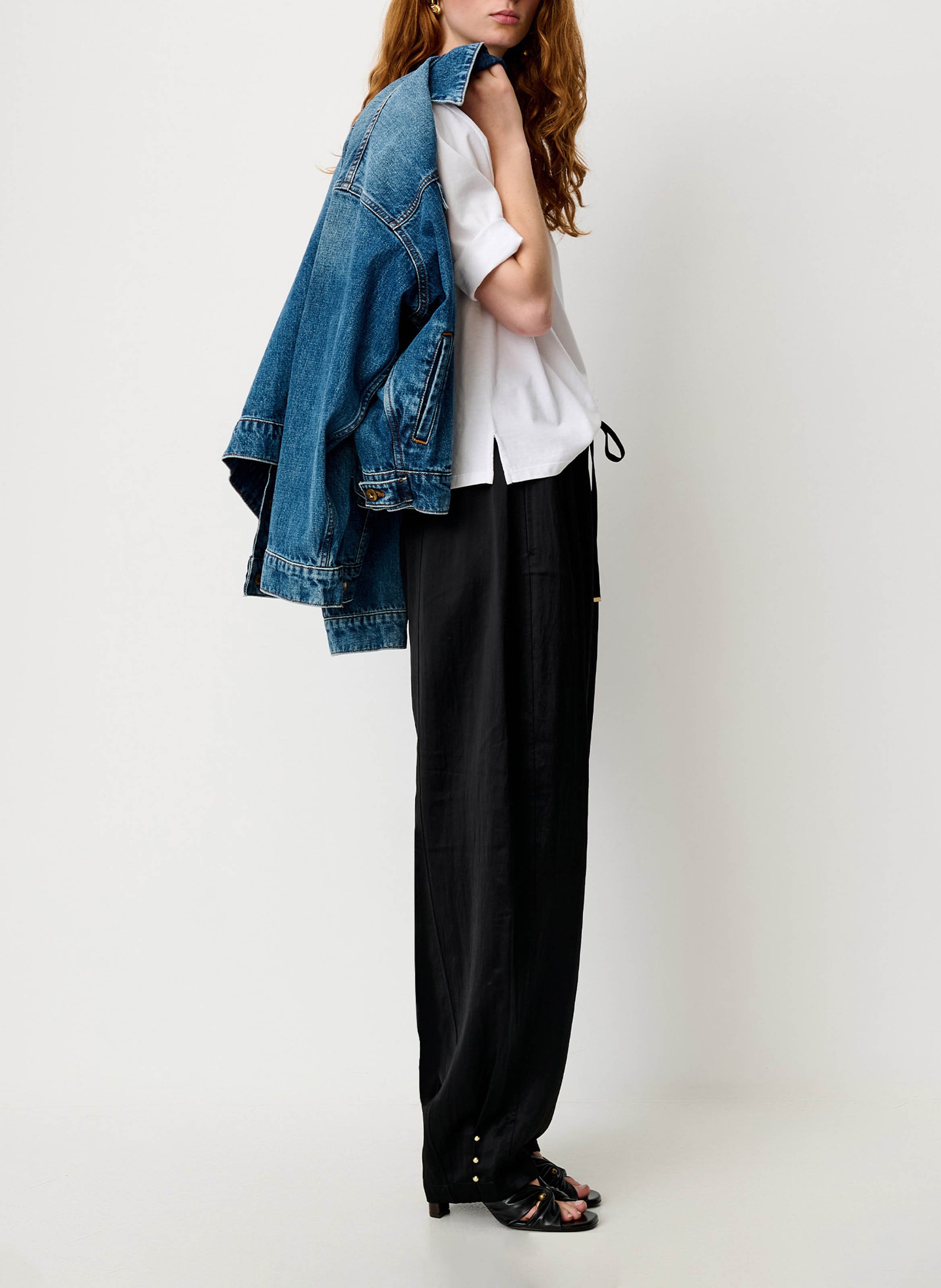 Pantalon rond élastiqué uni timelia SESSUN Noir