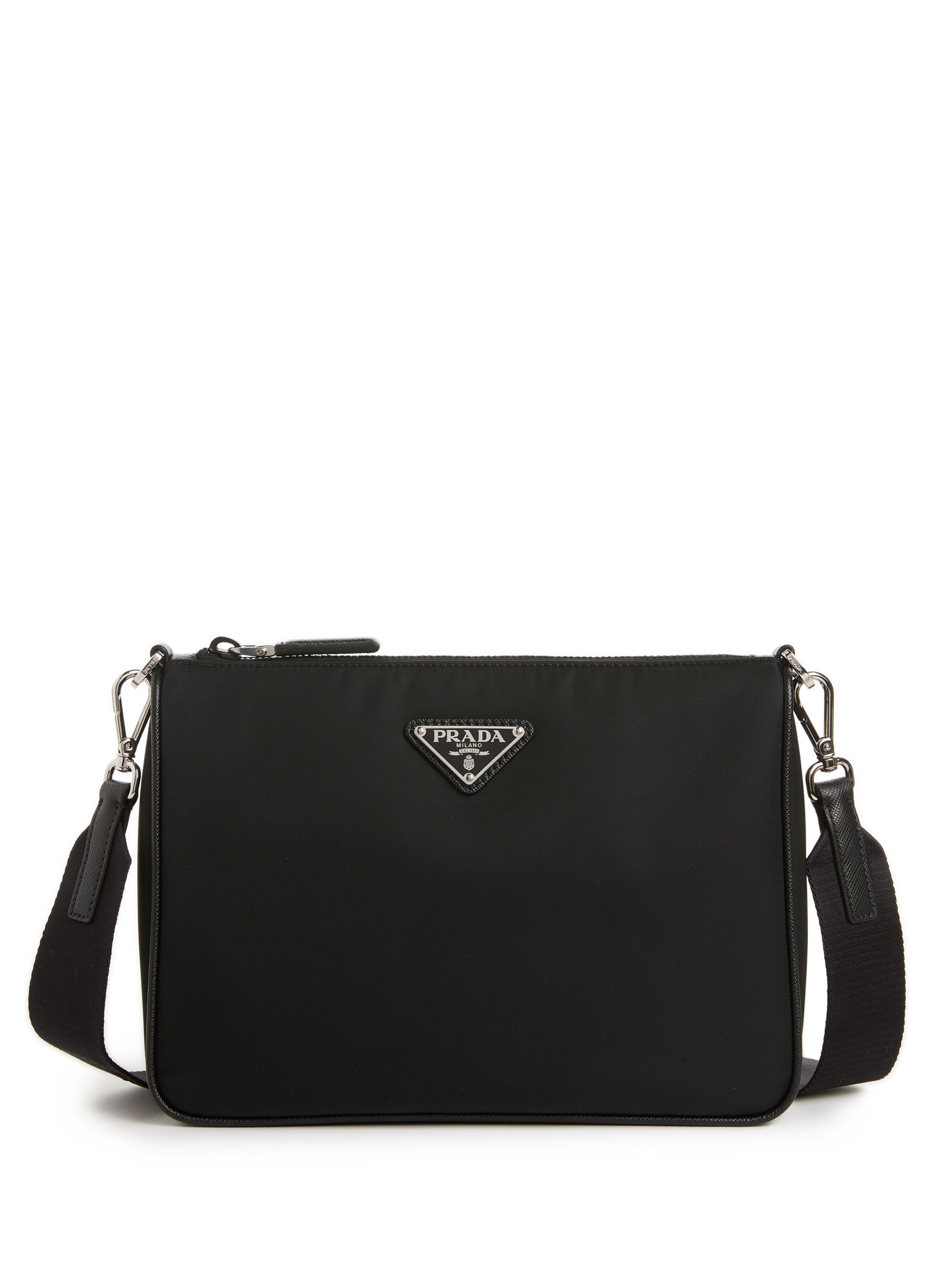 PRADA Sac porté en Re-Nylon et cuir Saffiano Noir