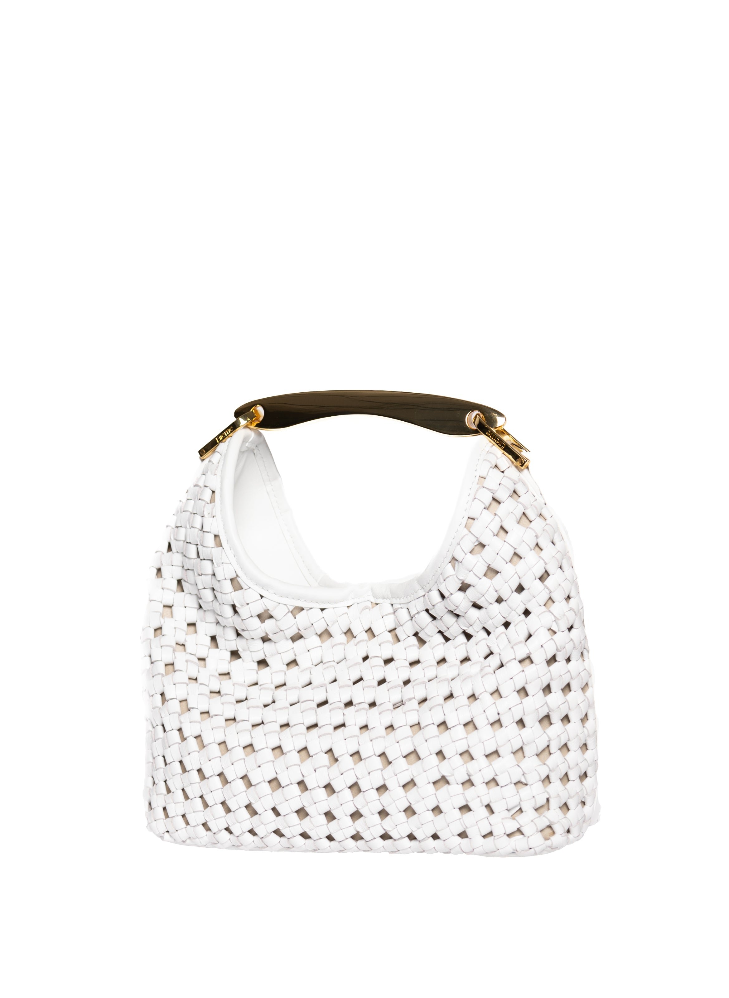 Sac boomerang en cuir tressé ELLEME Blanc