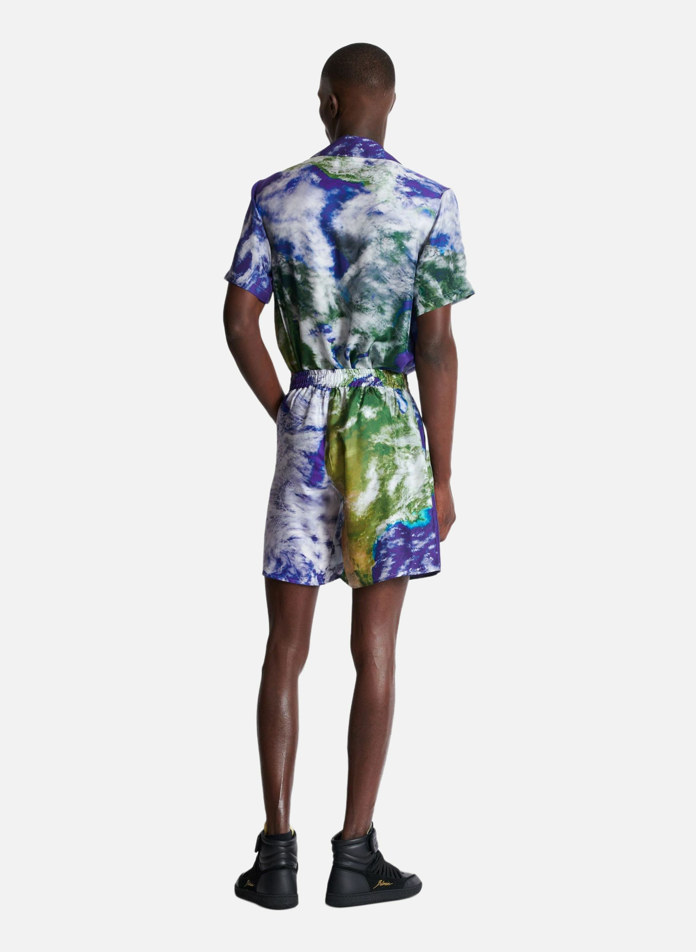 Short en soie imprimée earth BALMAIN Multicolore