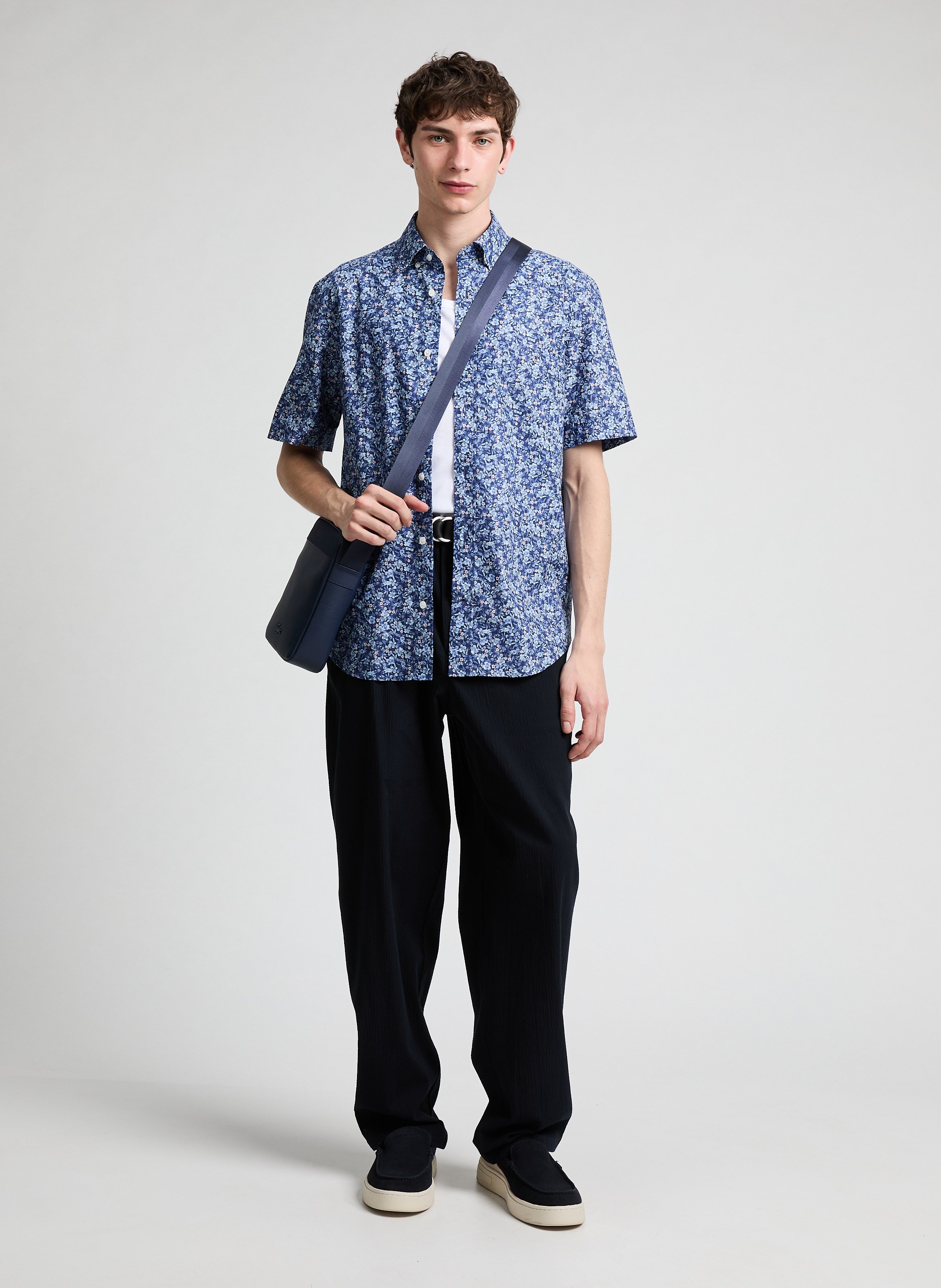 Sac à bandoulière grainé  LACOSTE Bleu