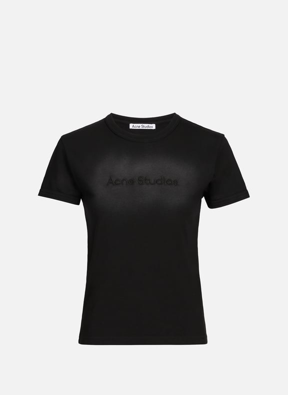 T-shirt brodé en coton Noir by ACNE STUDIOS ACNE STUDIOS T-shirt brodé en coton Noir