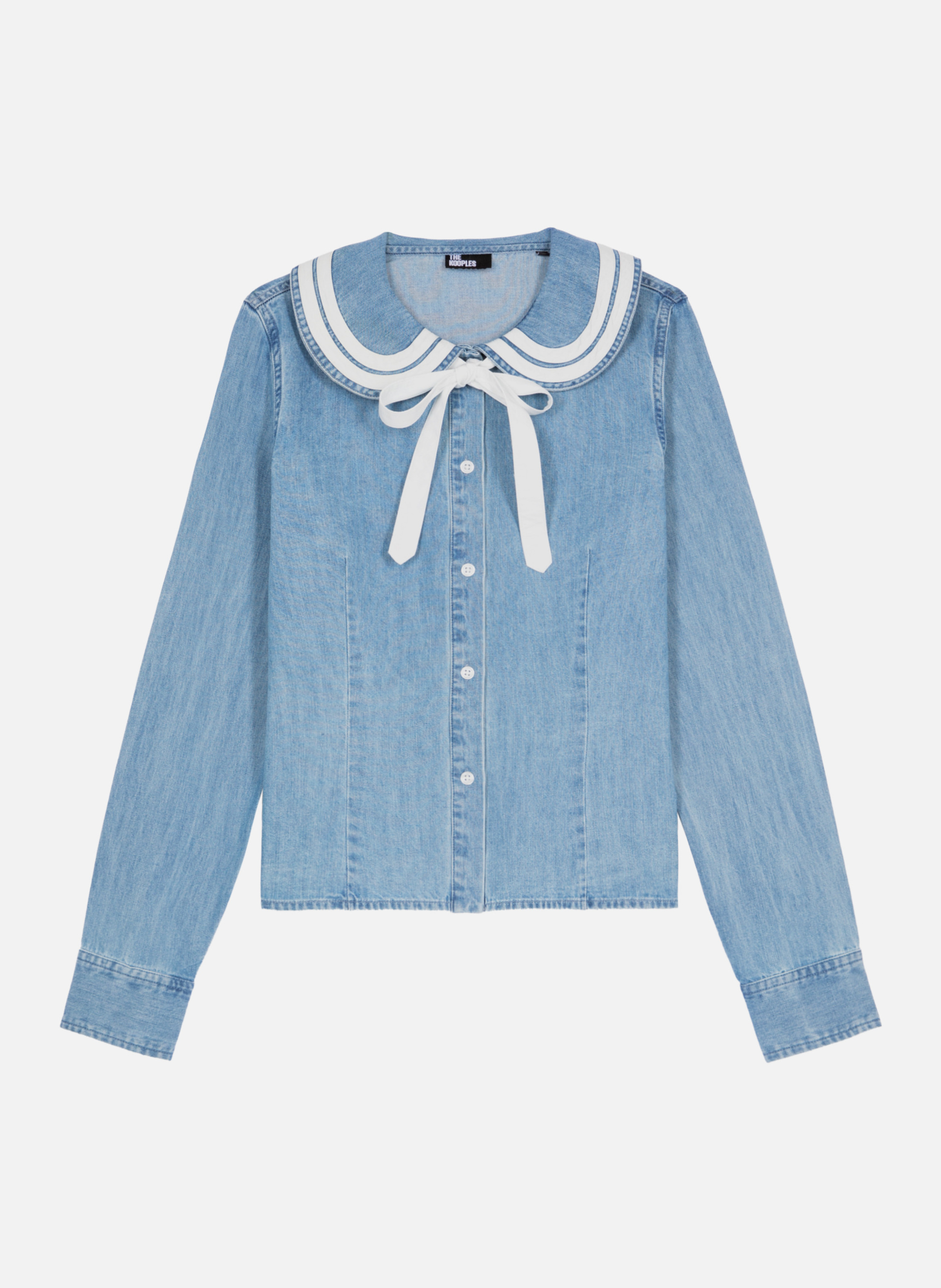 Chemise col claudine en denim THE KOOPLES Bleu