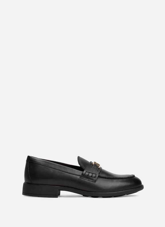 Monogram leather moccasins Black by TOMMY HILFIGER TOMMY HILFIGER Monogram leather moccasins Black