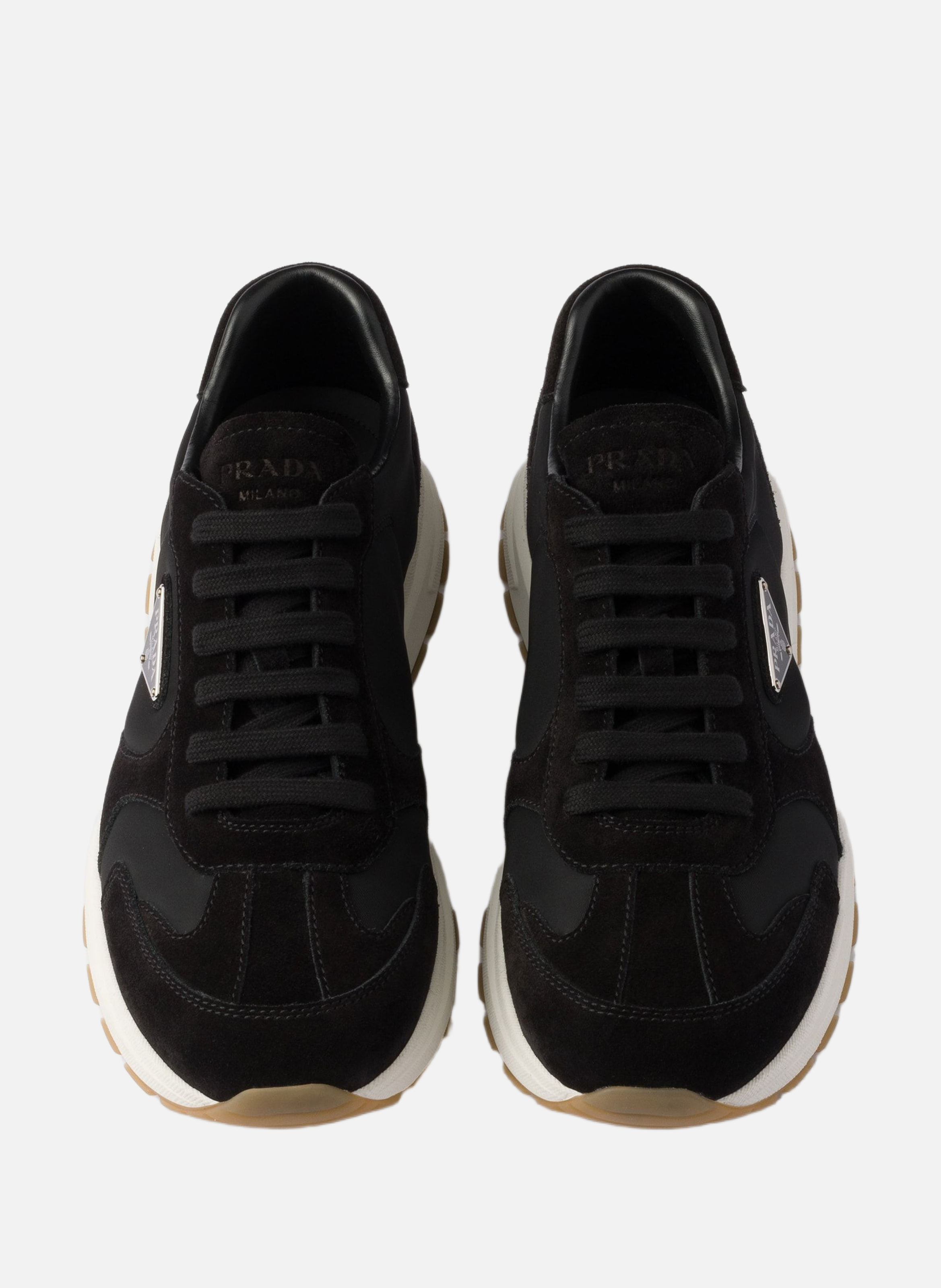 Sneakers prax en daim et re-nylon PRADA Noir