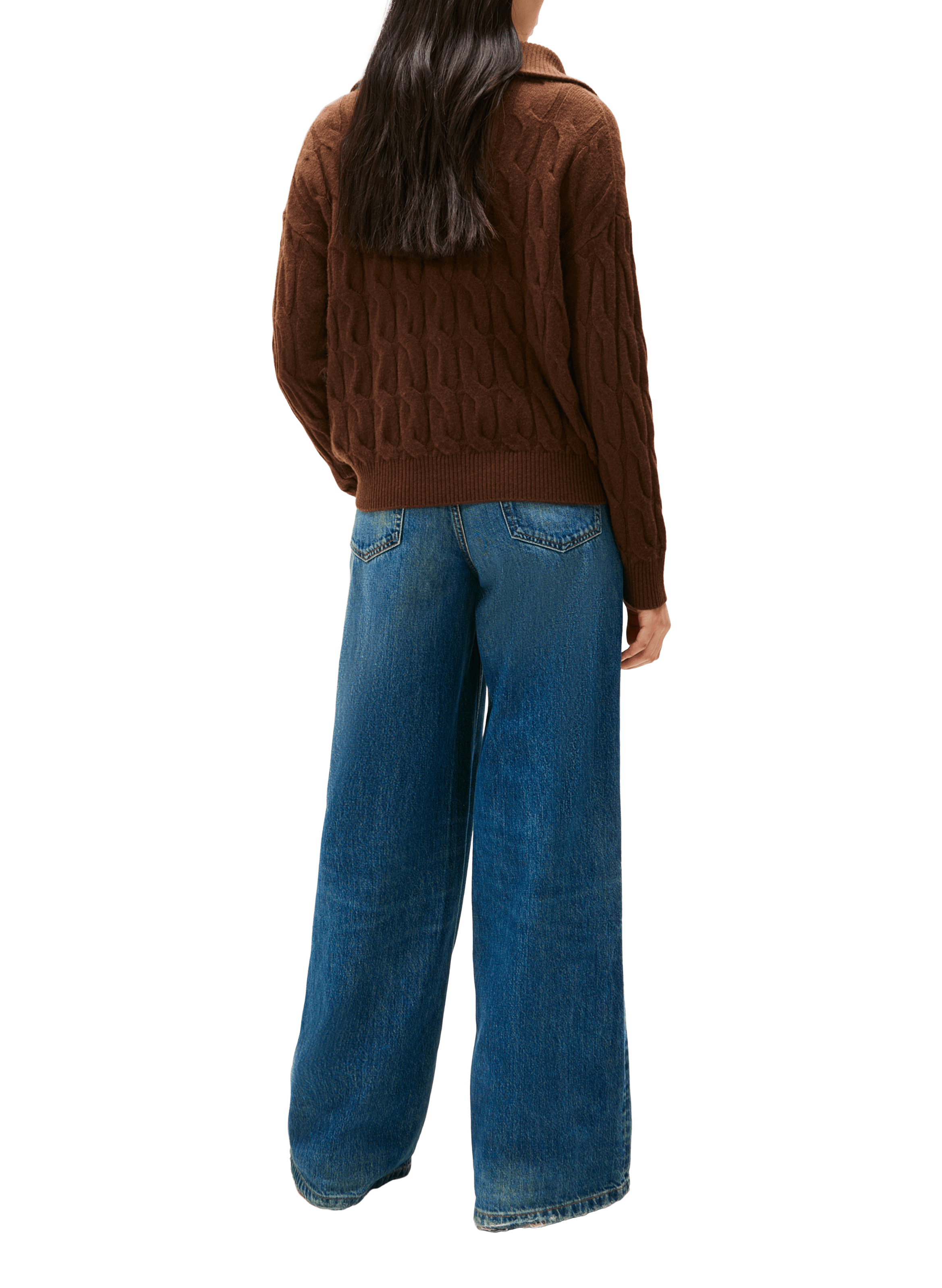 Pull col zippé en laine TOMMY HILFIGER Marron