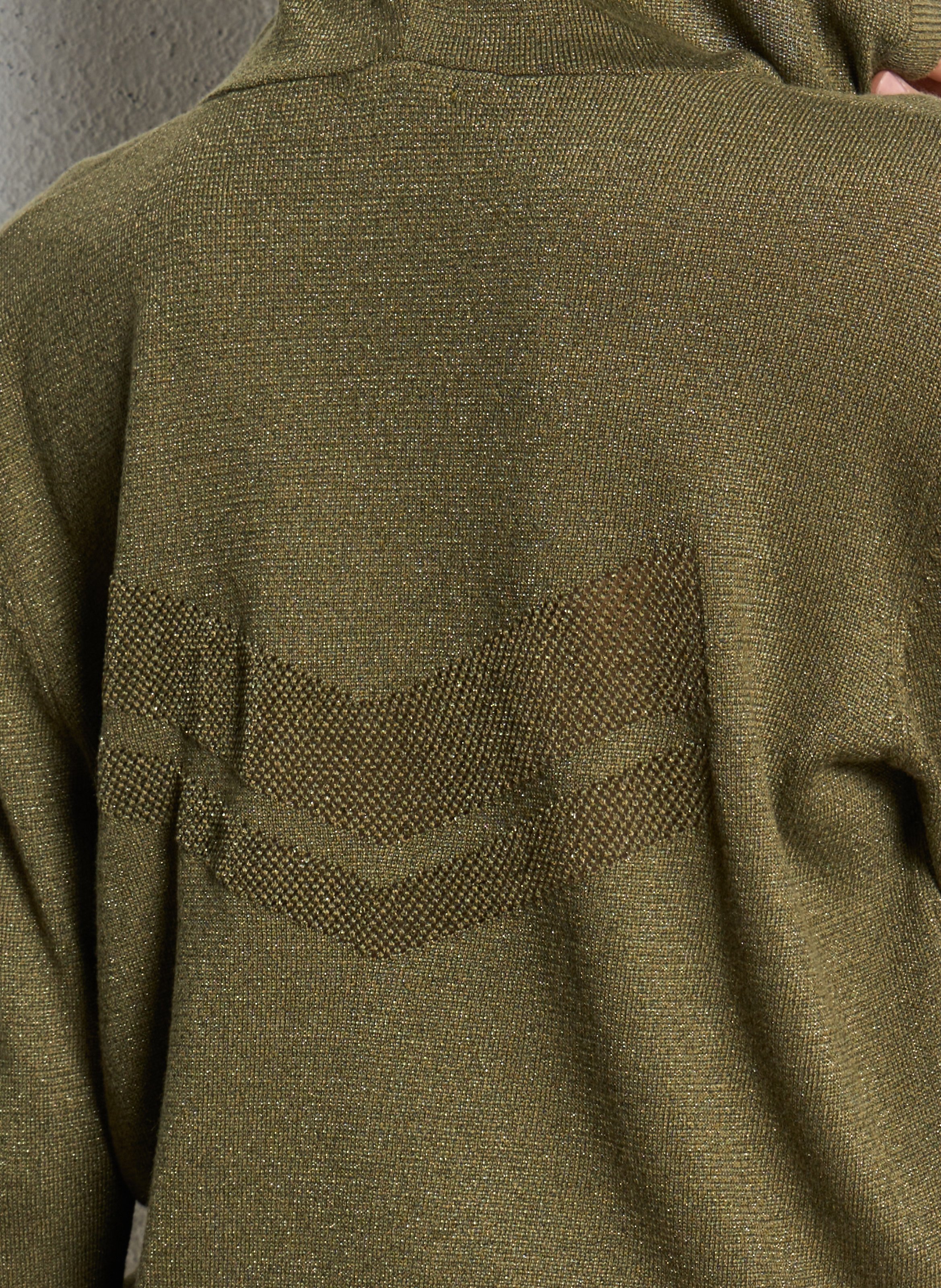 Gilet zippé à capuche en maille IKKS Kaki