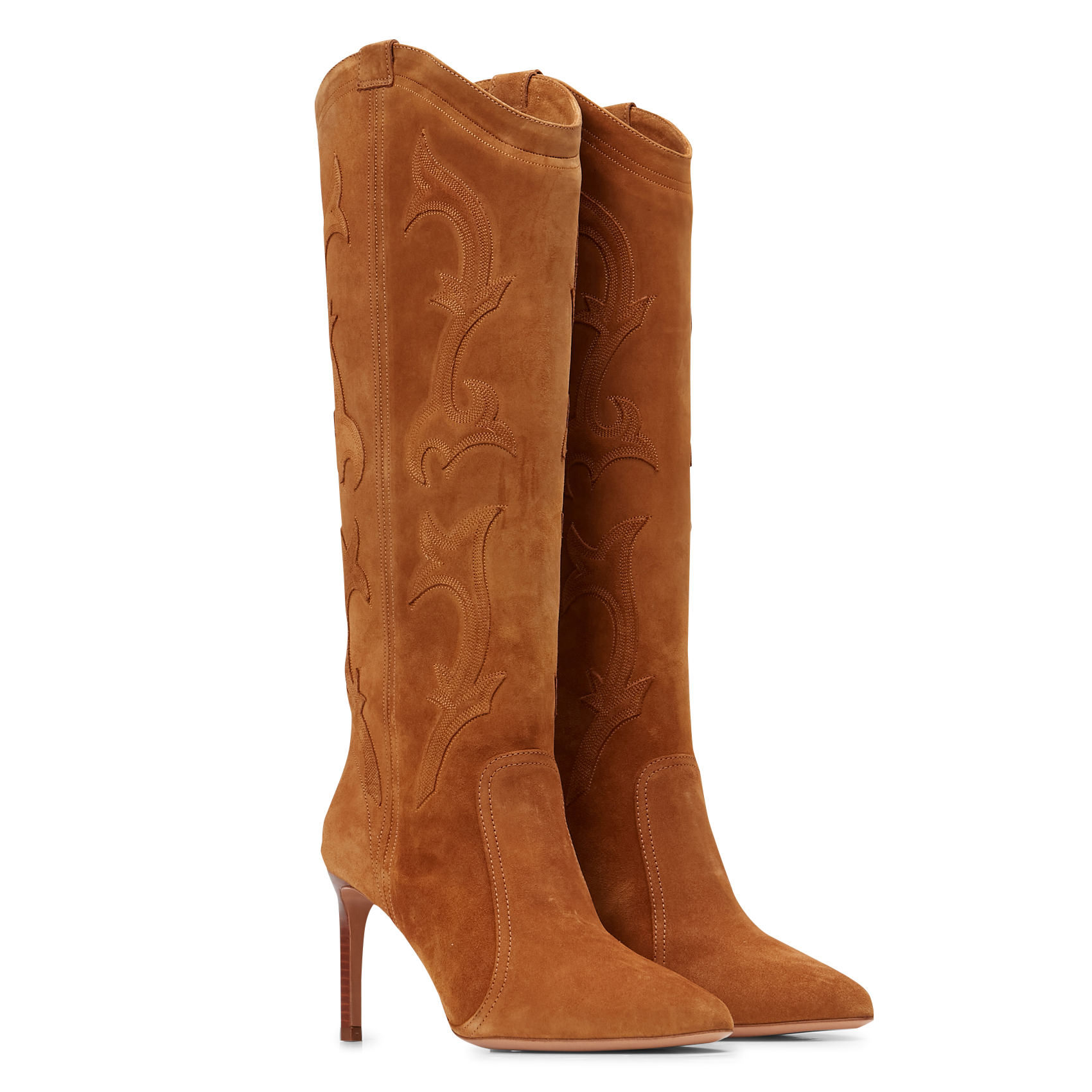 Bottes à talon en cuir velours hcaitlin BA&SH Marron