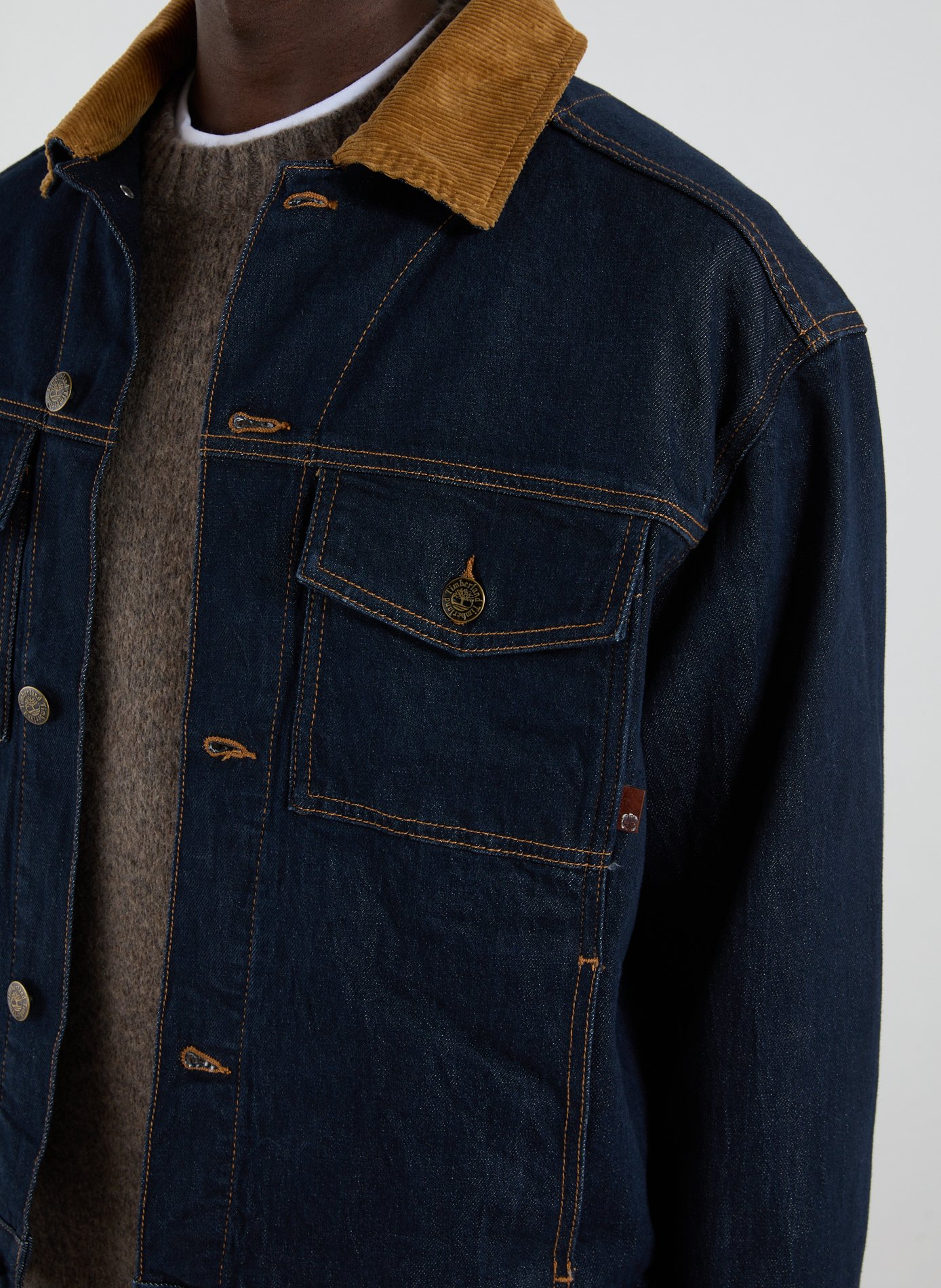 Jacket with classic collar in blended cotton TIMBERLAND Blue