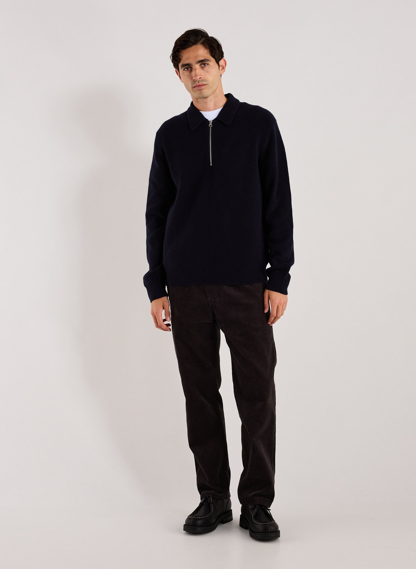 Pull à col zippé en laine SAMSOE SAMSOE Bleu