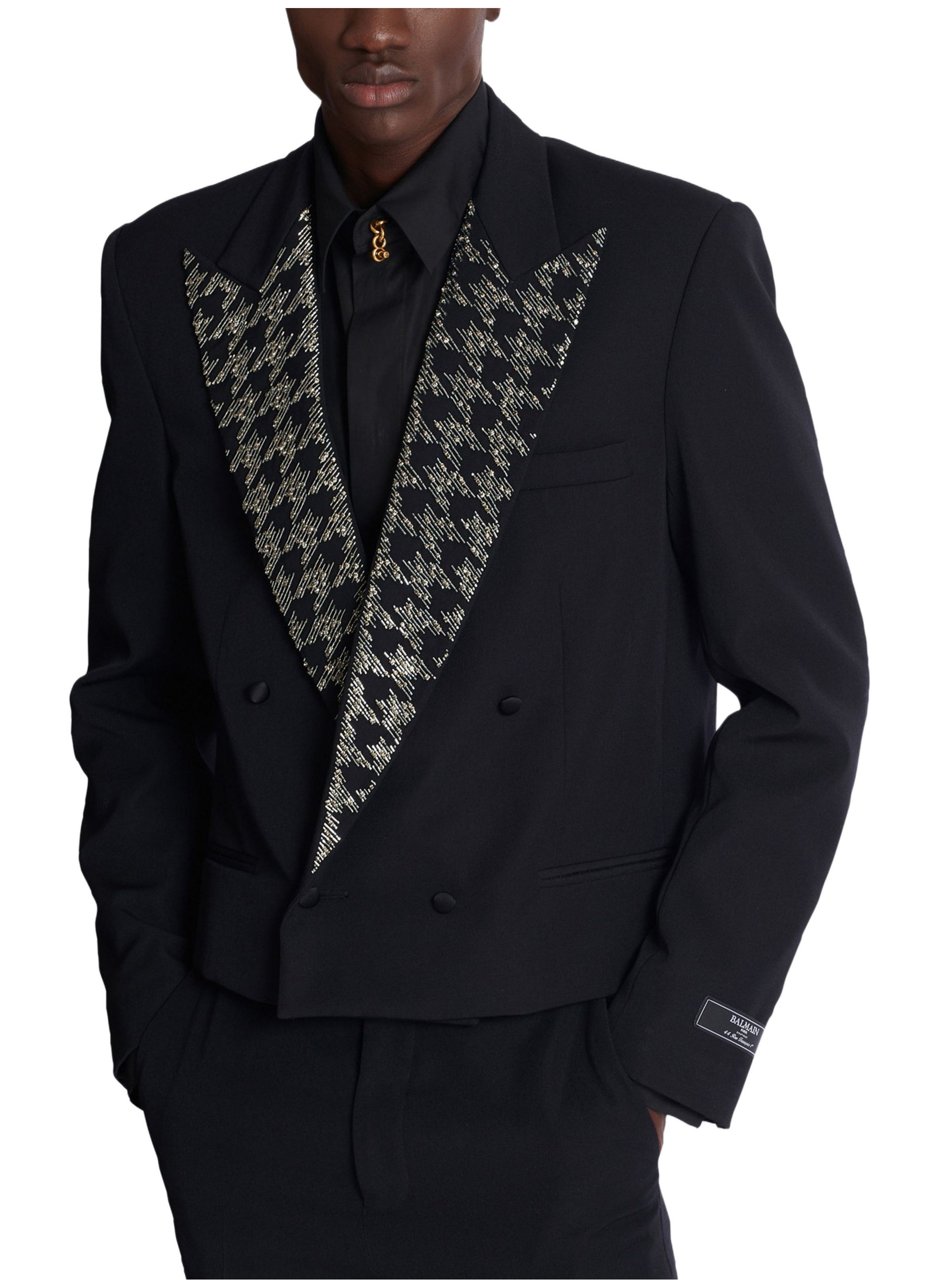 Spencer en grain de poudre avec cristaux Noir