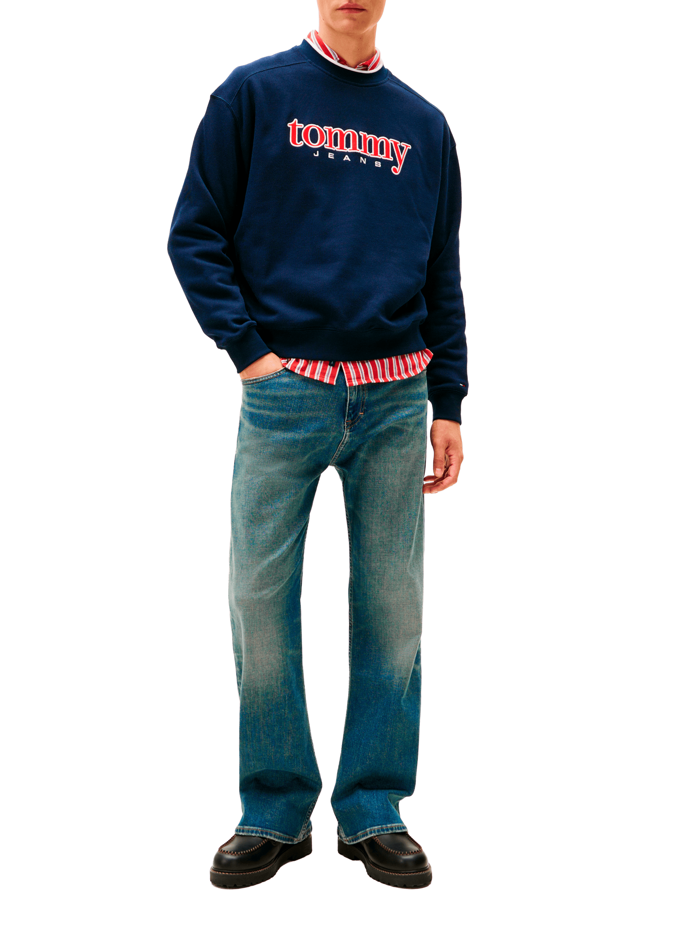 Sweat col rond en coton mélangé TOMMY HILFIGER Bleu