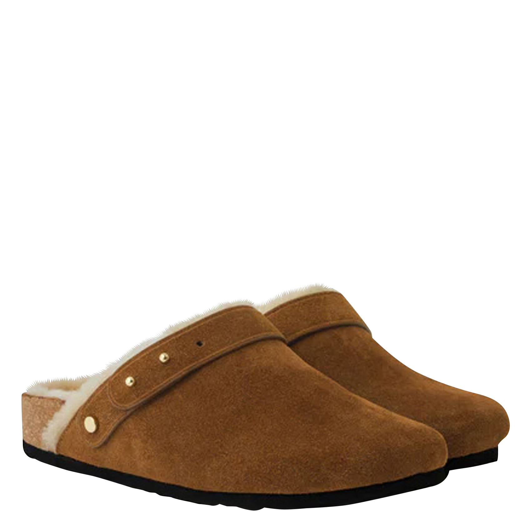 Sabots fourrés en cuir velours sleepy SOEUR Beige