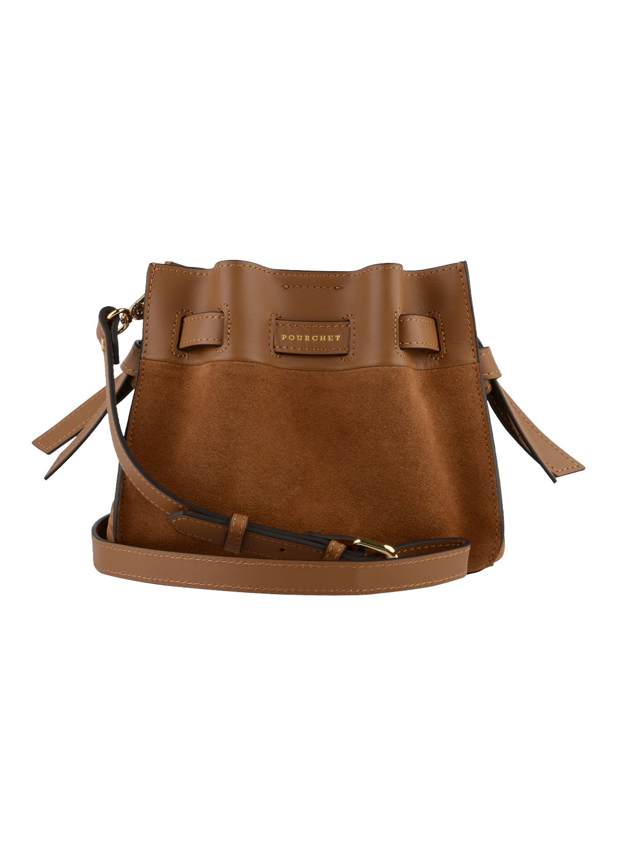 Blossom daim | sac porté travers pm POURCHET Marron