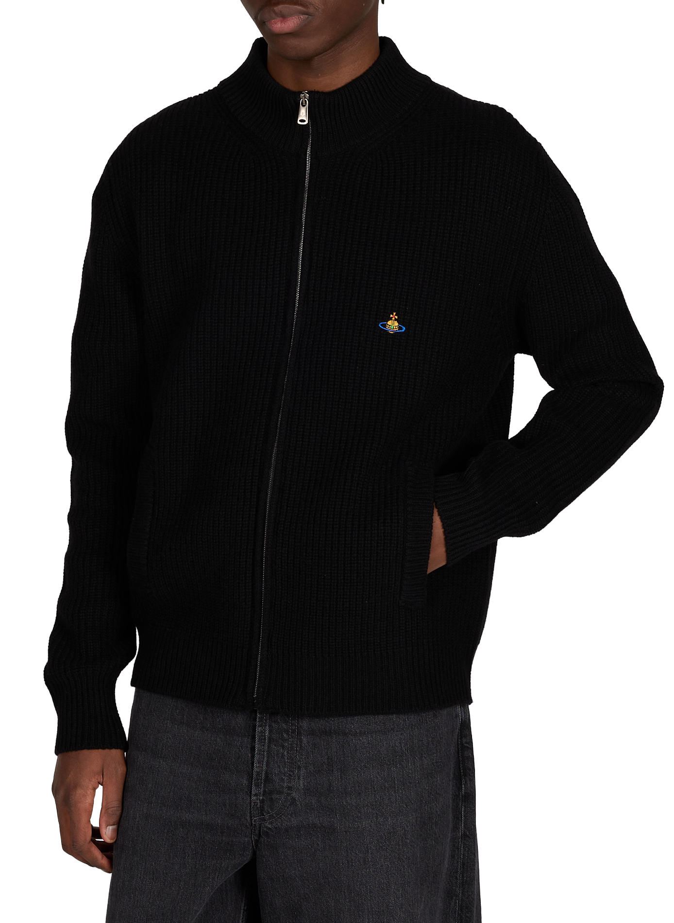 Wool and cashmere high-neck knitted vest VIVIENNE WESTWOOD Black