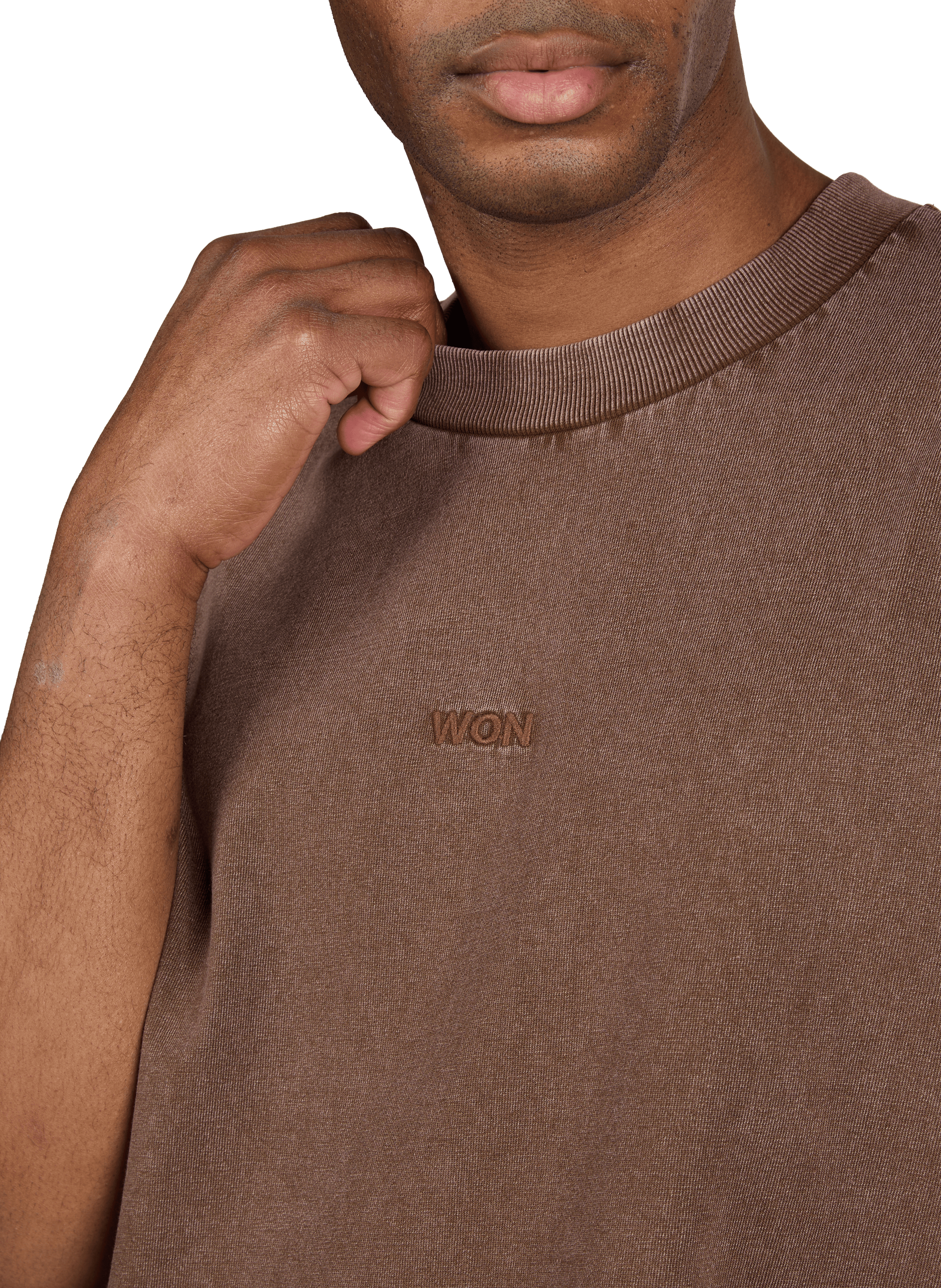 Oversized round neck cotton t-shirt WON HUNDRED Brown
