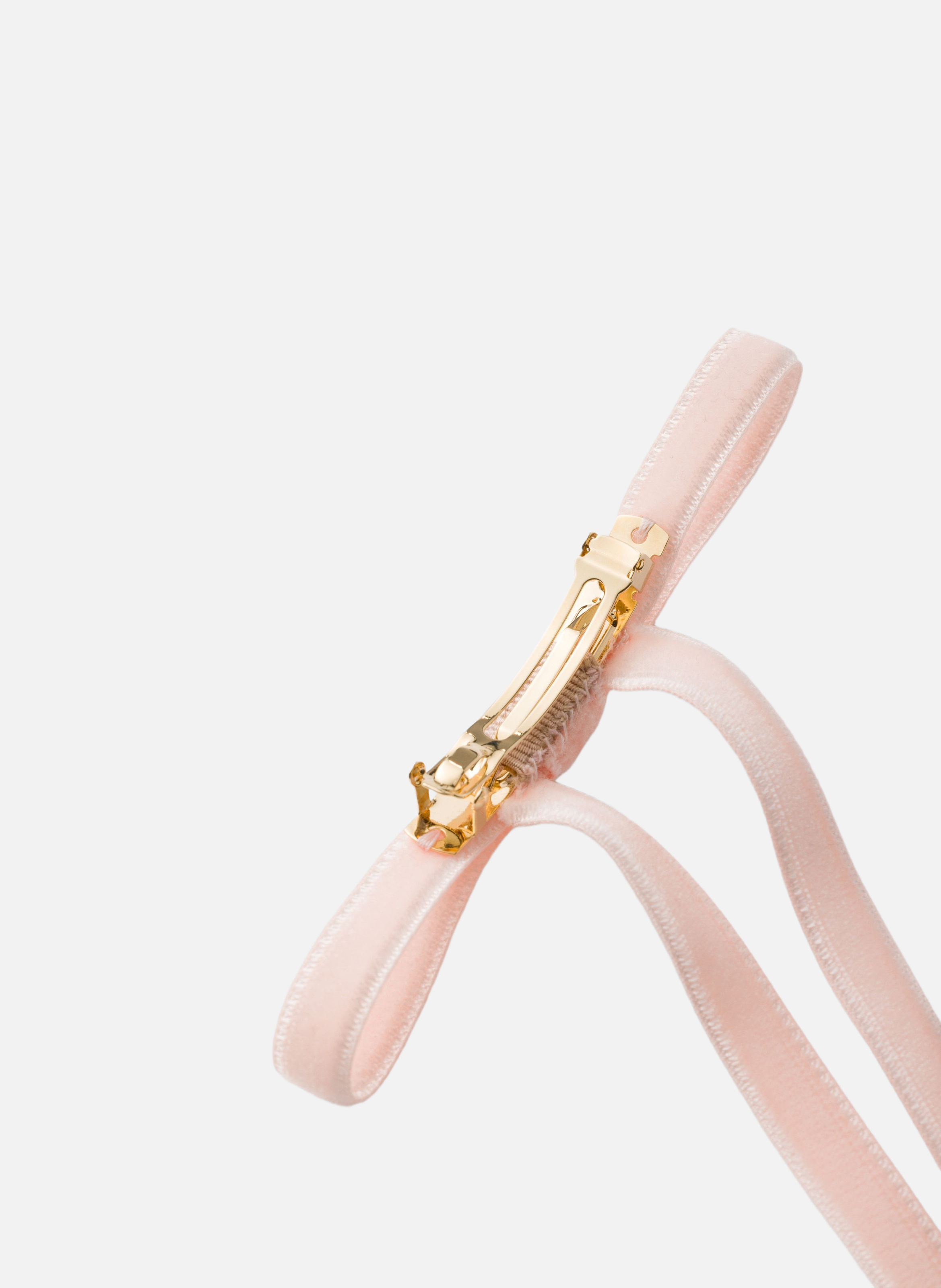 Pince à cheveux en velours PRADA Rose