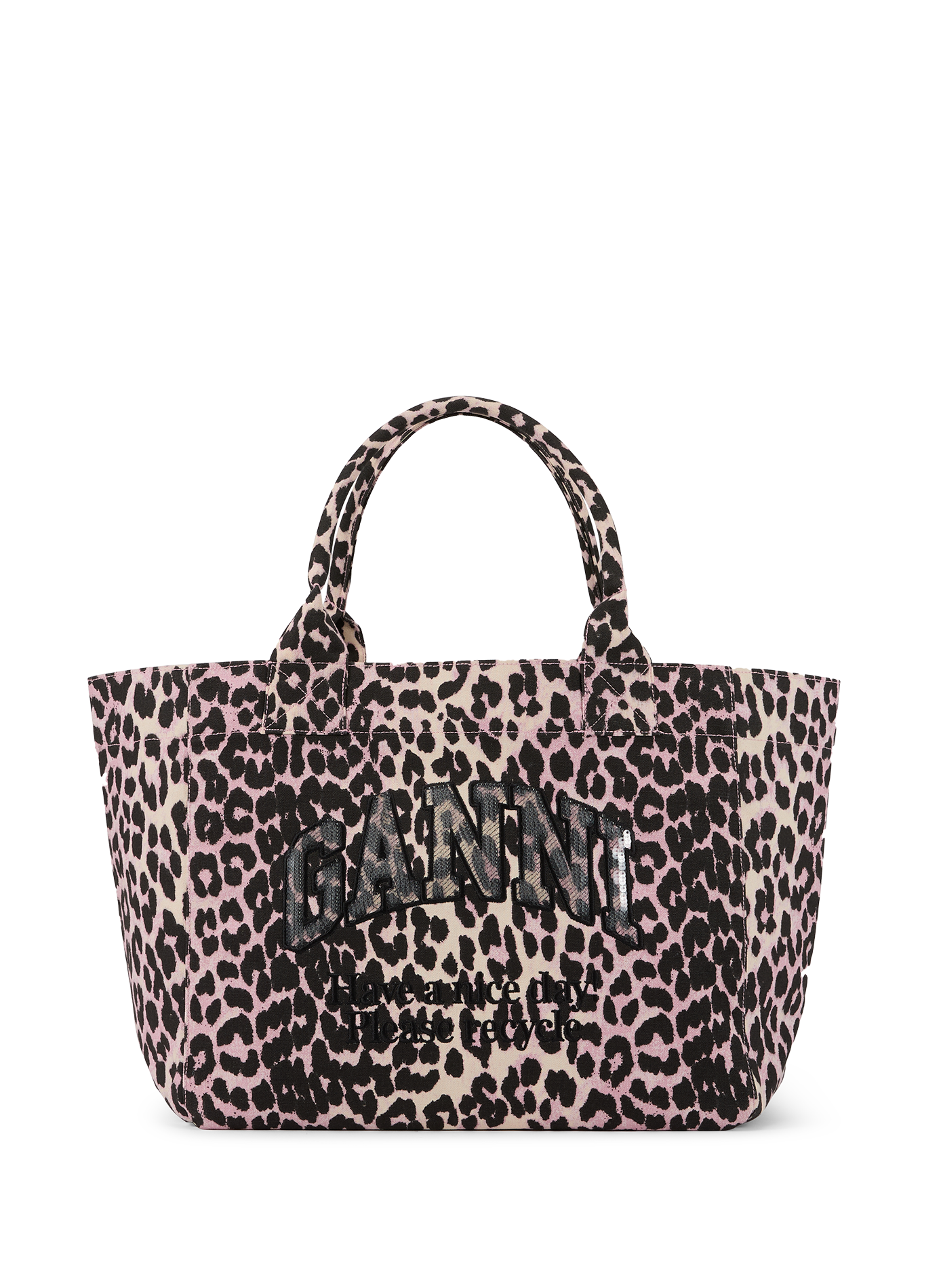 Tote bag with cotton print GANNI Purple