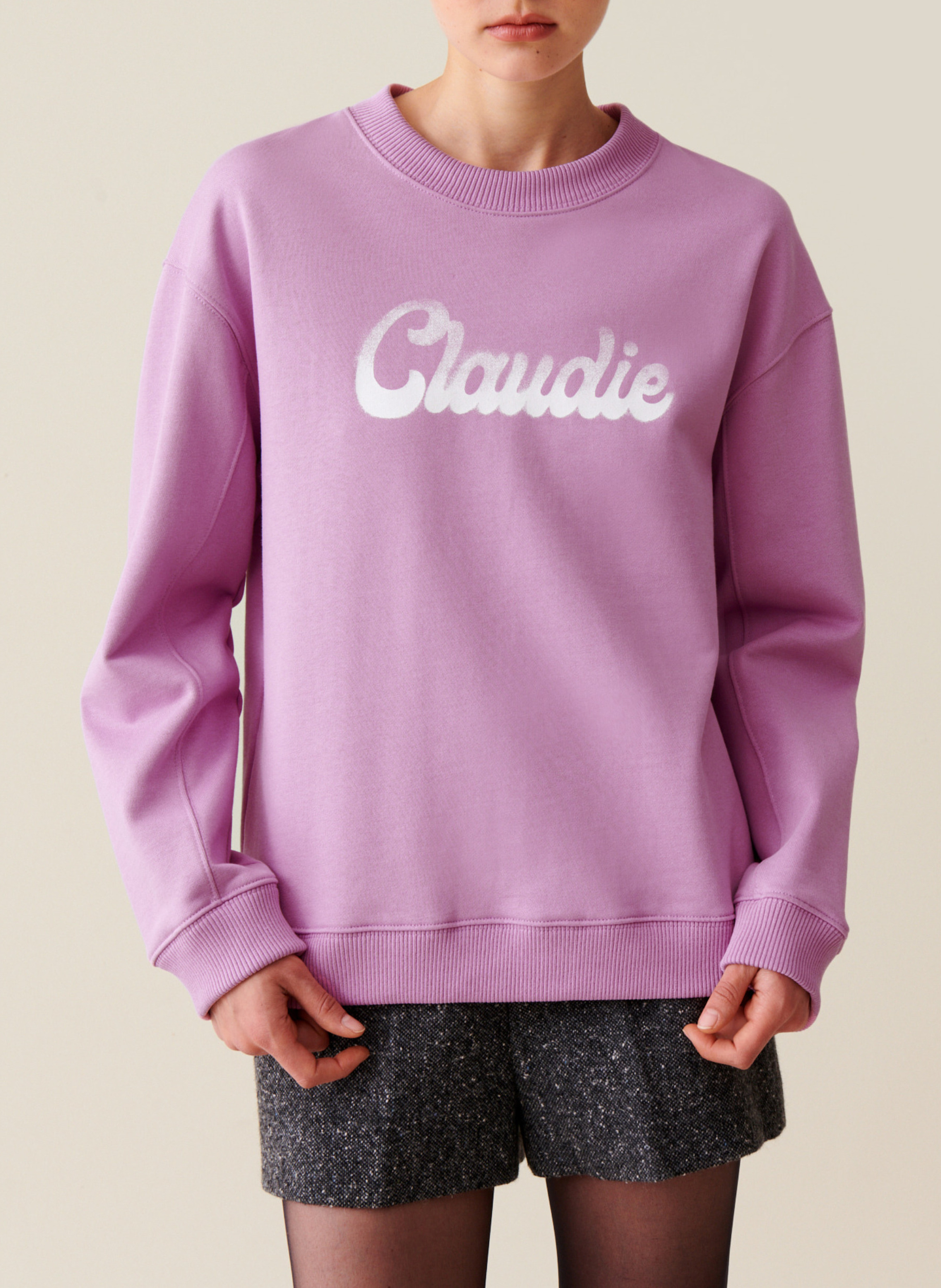 Sweatshirt ample imprimé en coton CLAUDIE PIERLOT Rose
